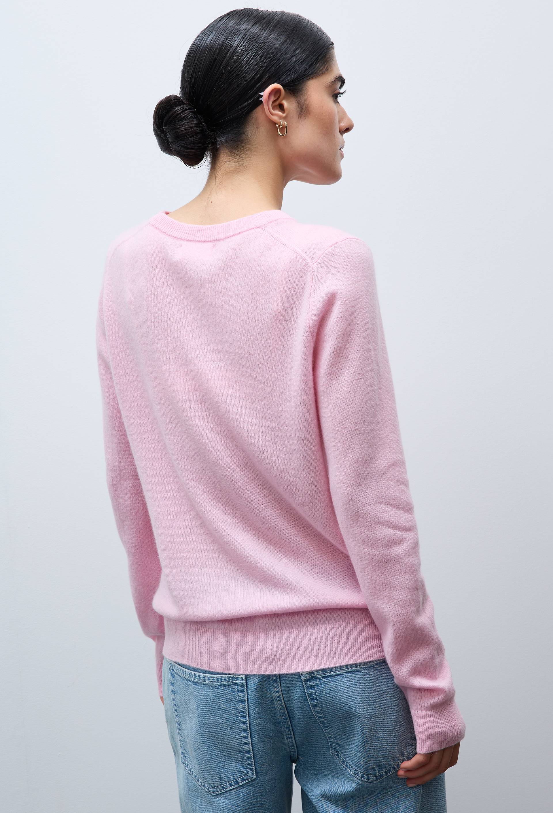 Pull uni col rond en 100% cachemire, Rose, large image number 1.0