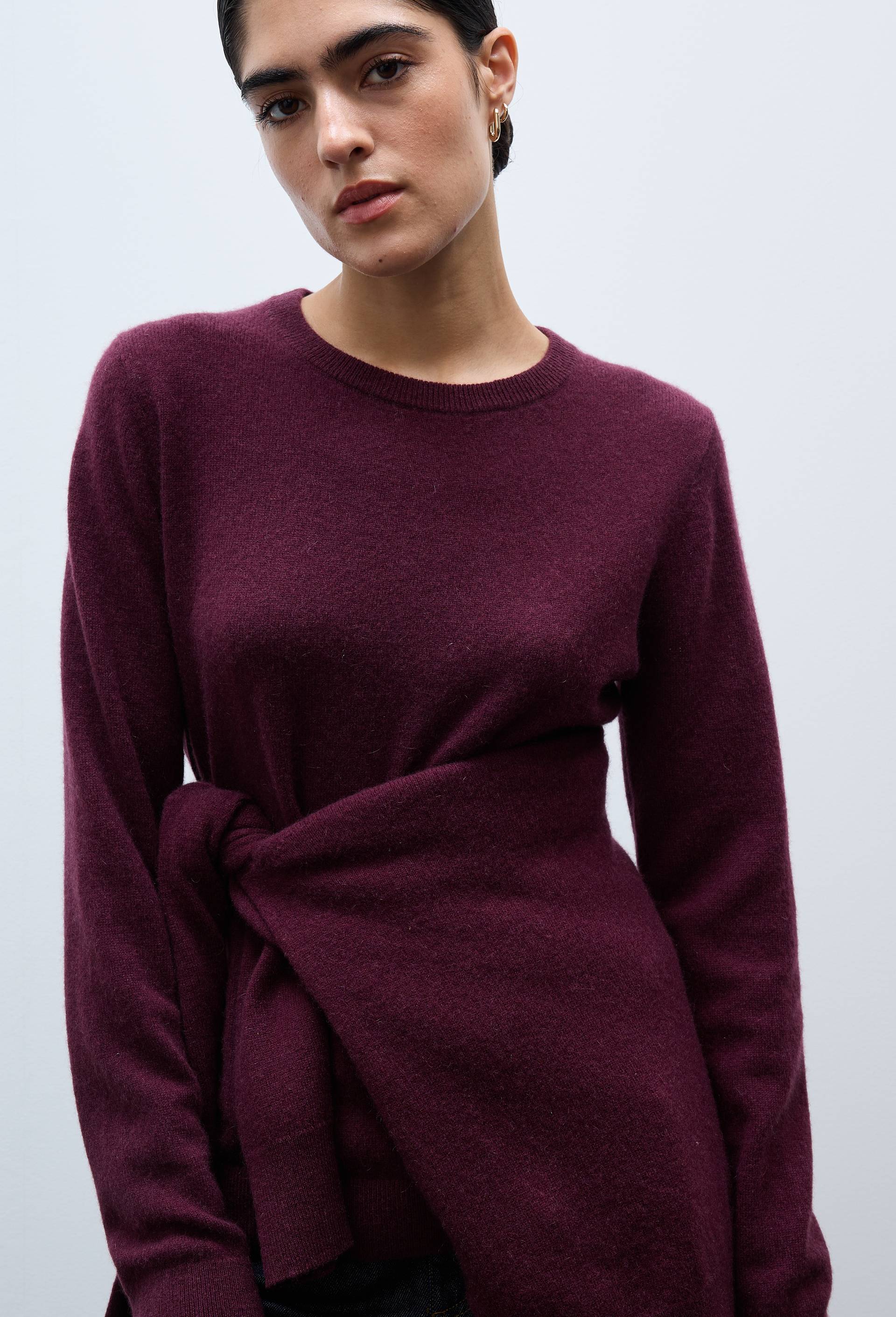 Pull uni col rond en 100% cachemire, Rouge fonc&eacute;, large image number 1.0
