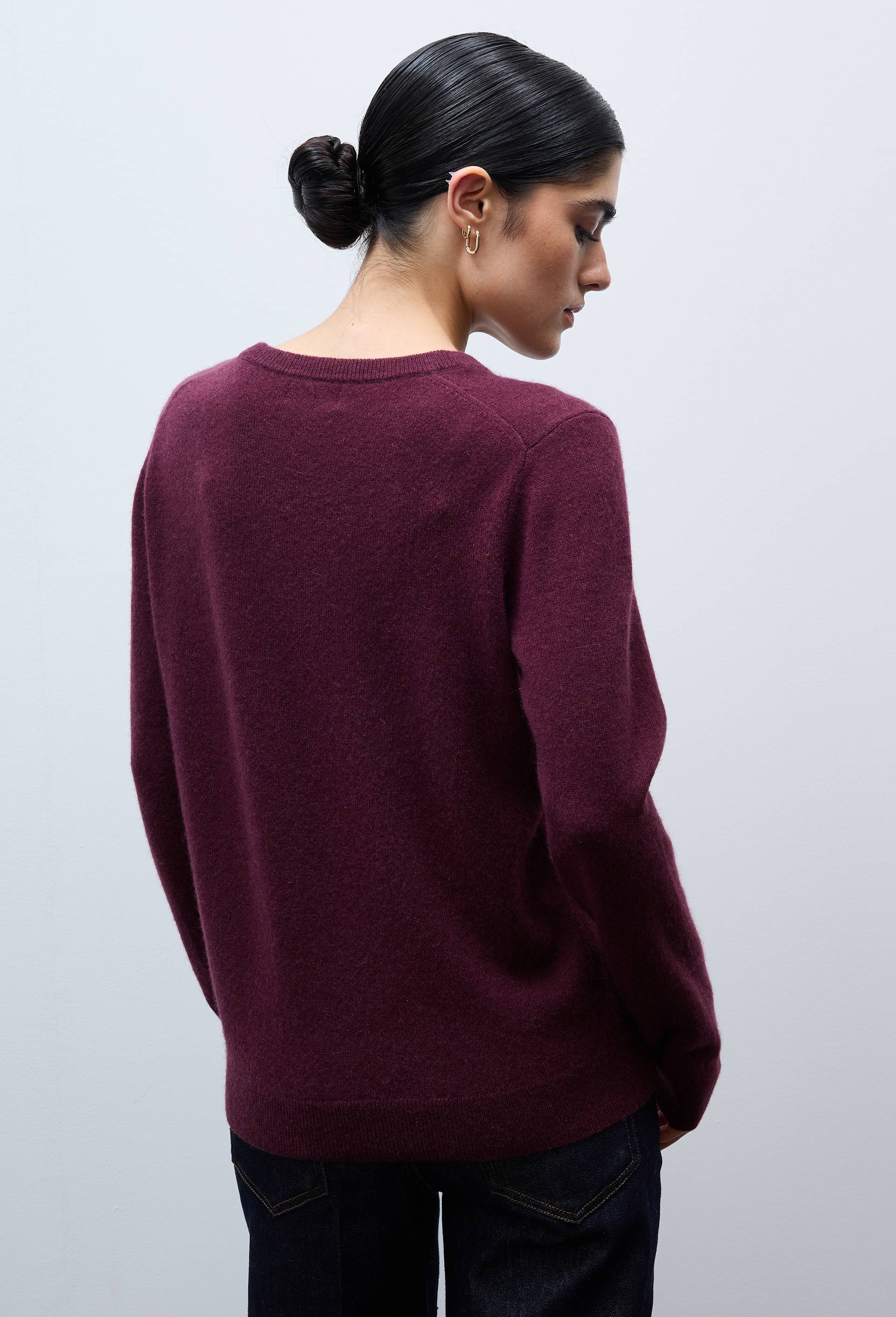 Pull uni col rond en 100% cachemire, Rouge fonc&eacute;, large image number 2.0