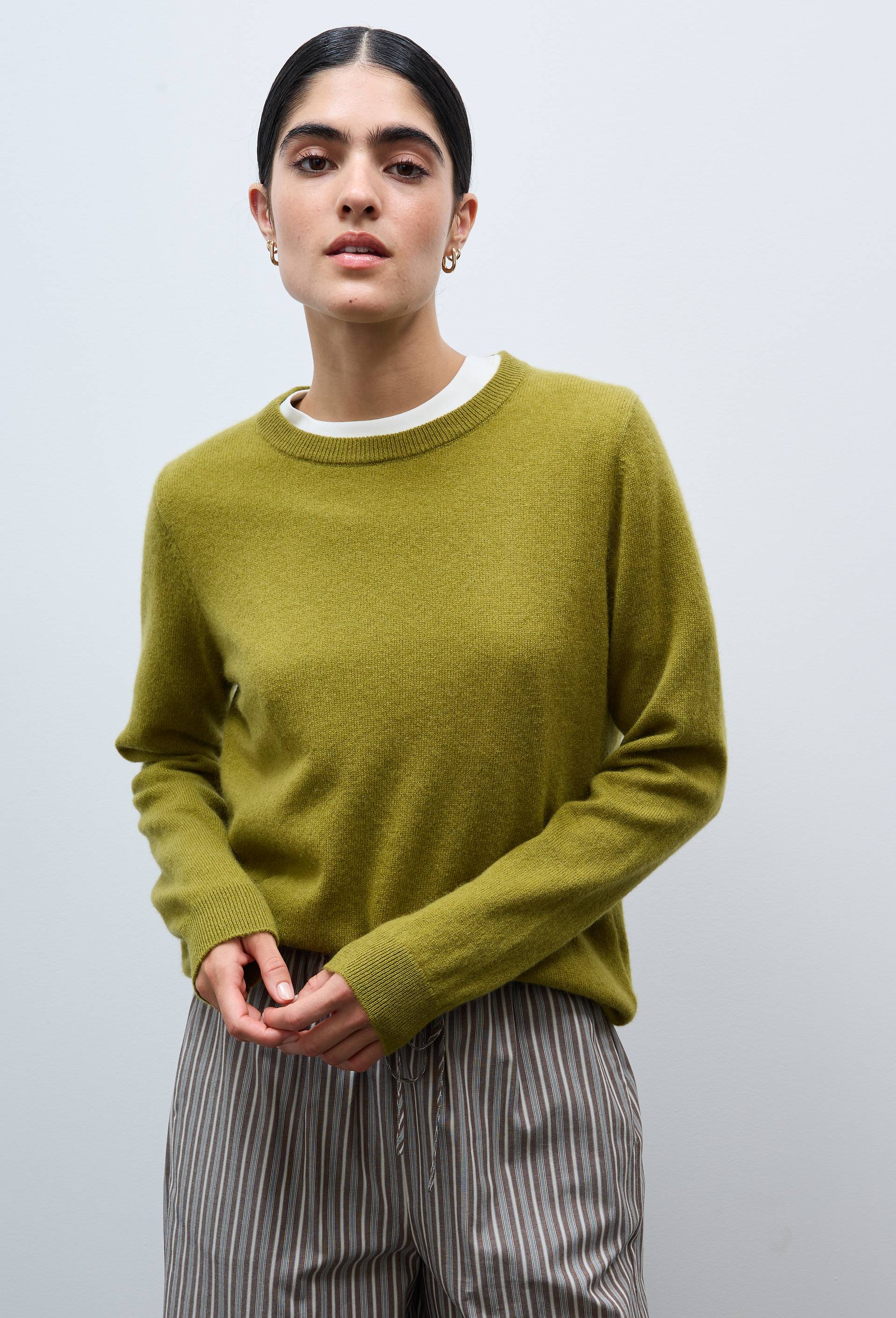 Pull uni col rond en 100% cachemire, Vert, large image number 0