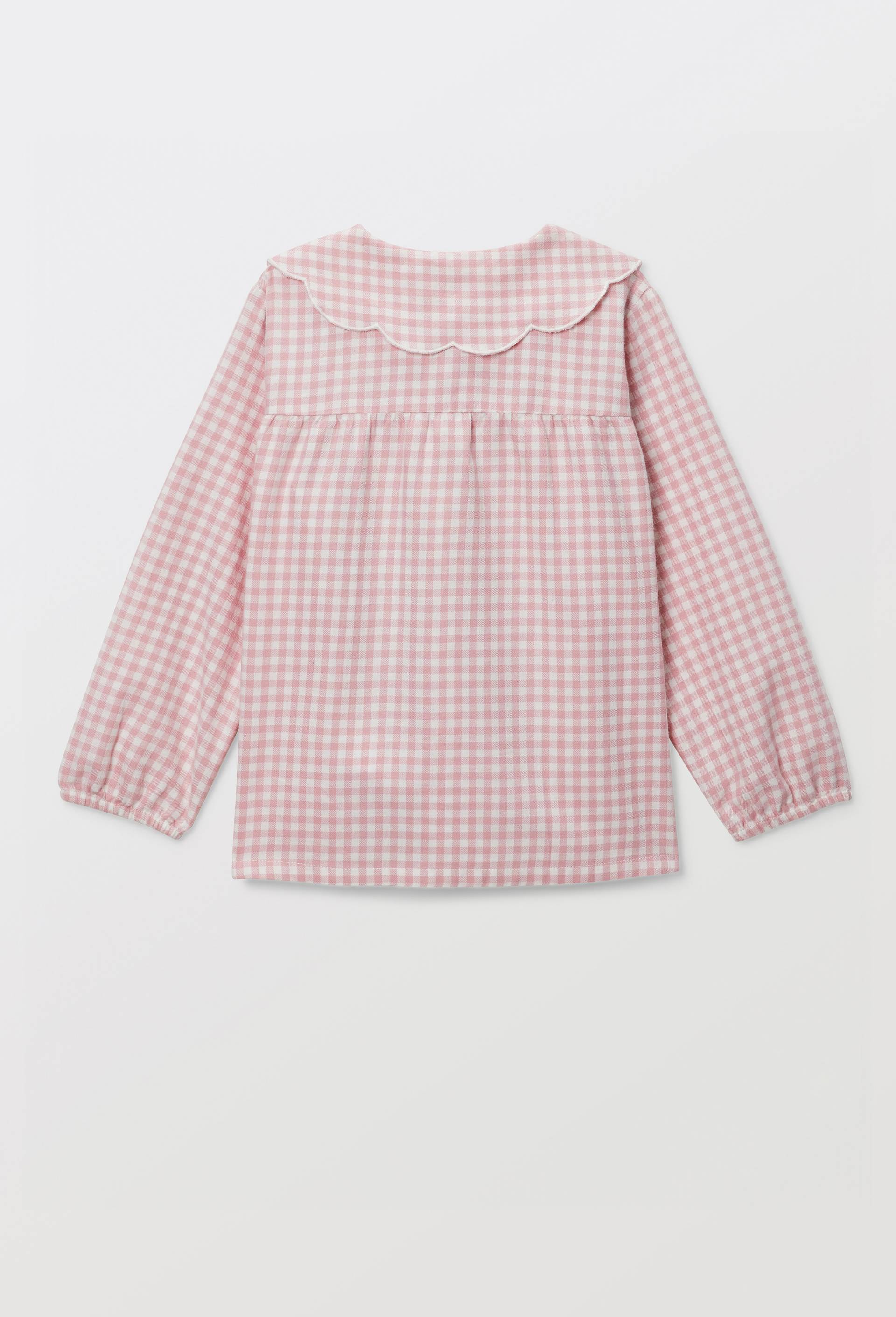 Blouse &agrave; col &agrave; carreaux en coton BIO GOTS, Rose clair, large image number 1.0