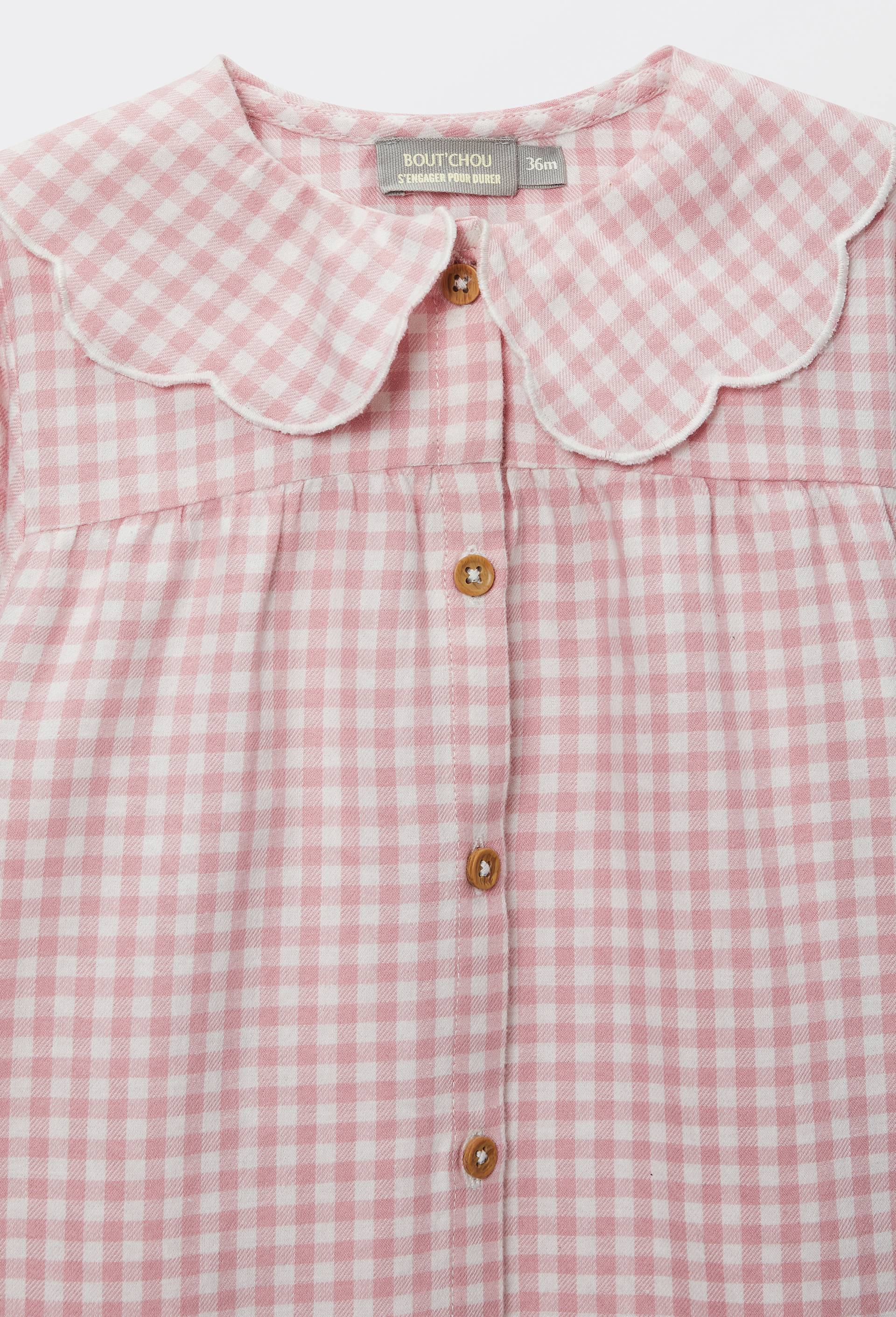 Blouse &agrave; col &agrave; carreaux en coton BIO GOTS, Rose clair, large image number 2