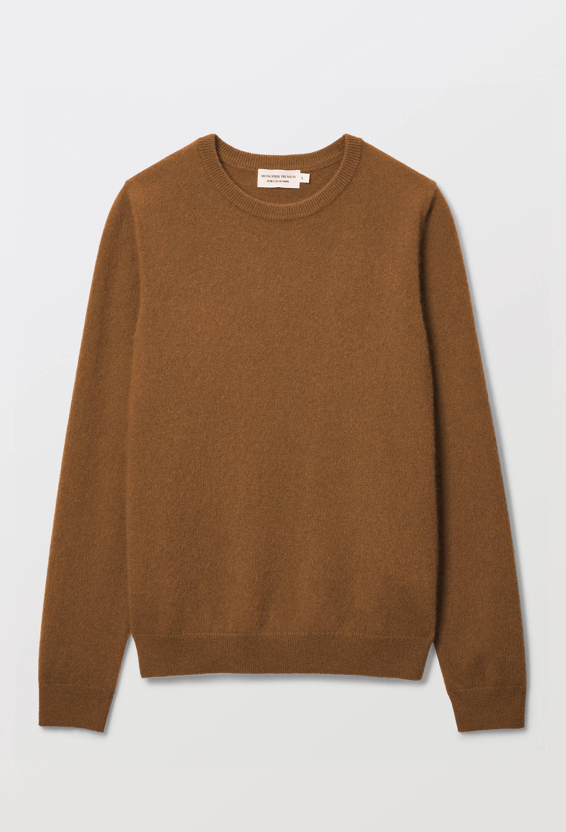 Pull uni col rond en 100% cachemire, Brun, large image number 3.0