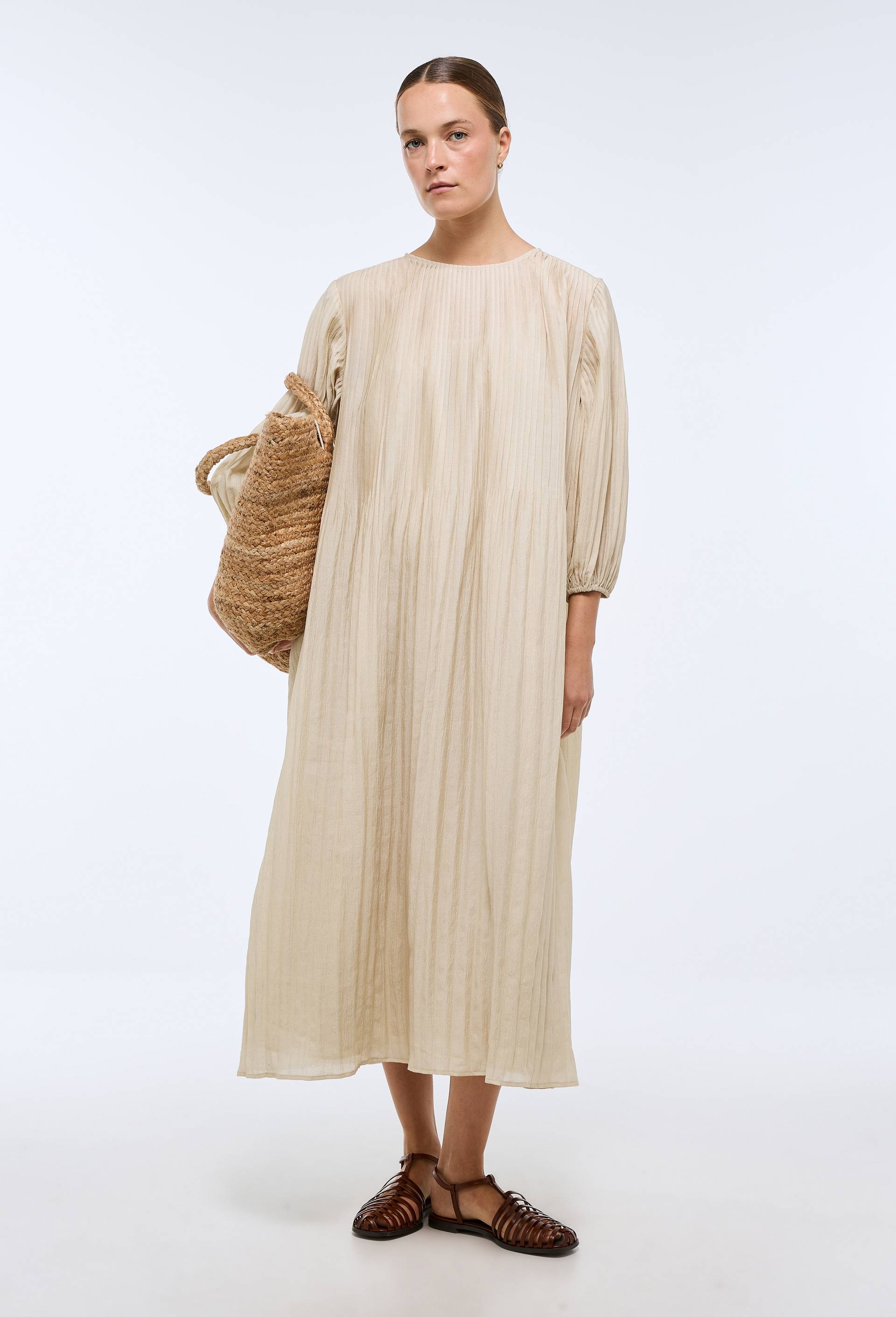 Robe longue ample unie, Beige, large image number 0