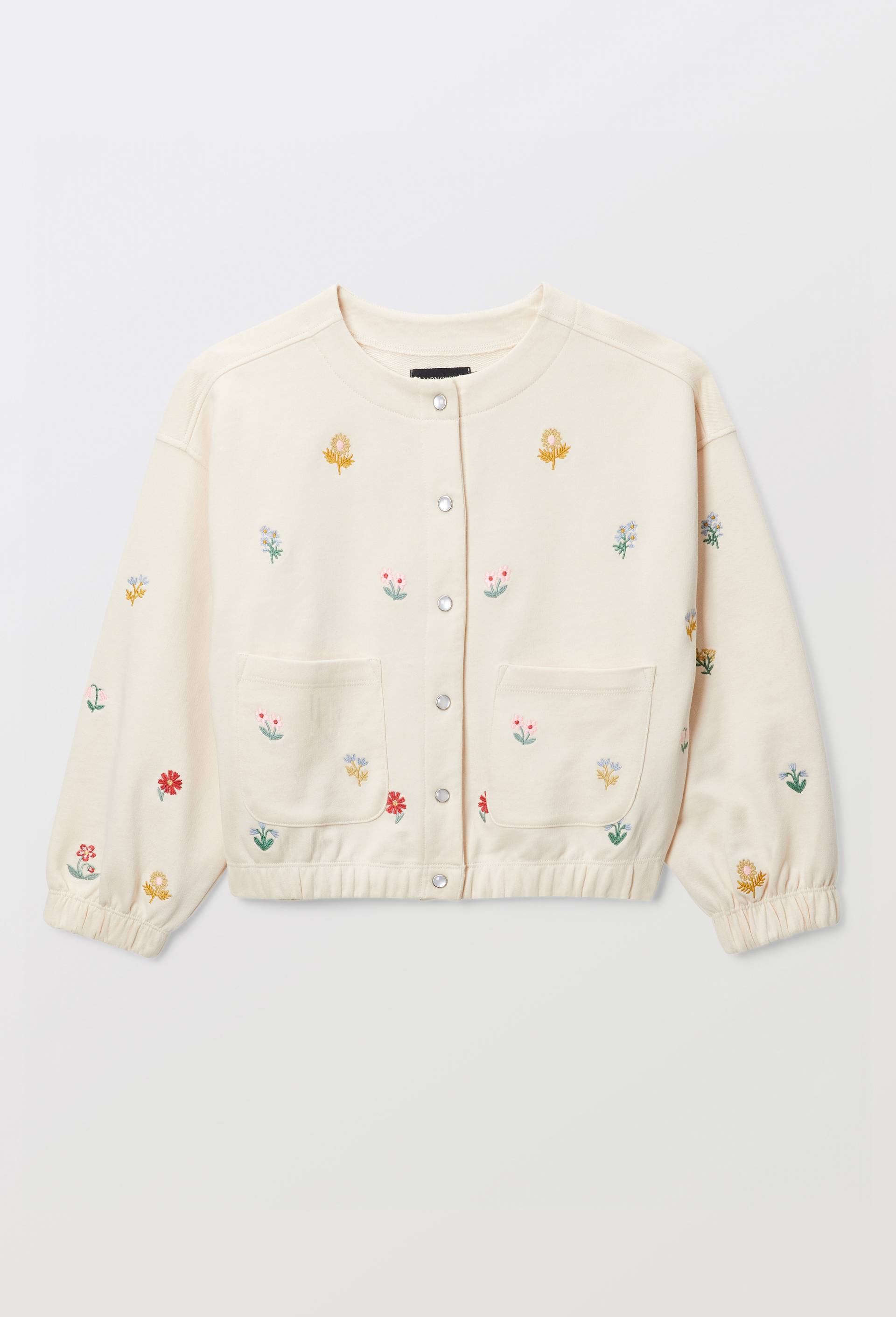 Cardigan zipp&eacute; en molleton matelass&eacute; contenant du coton BIO GOTS, Beige clair, large image number 0.0