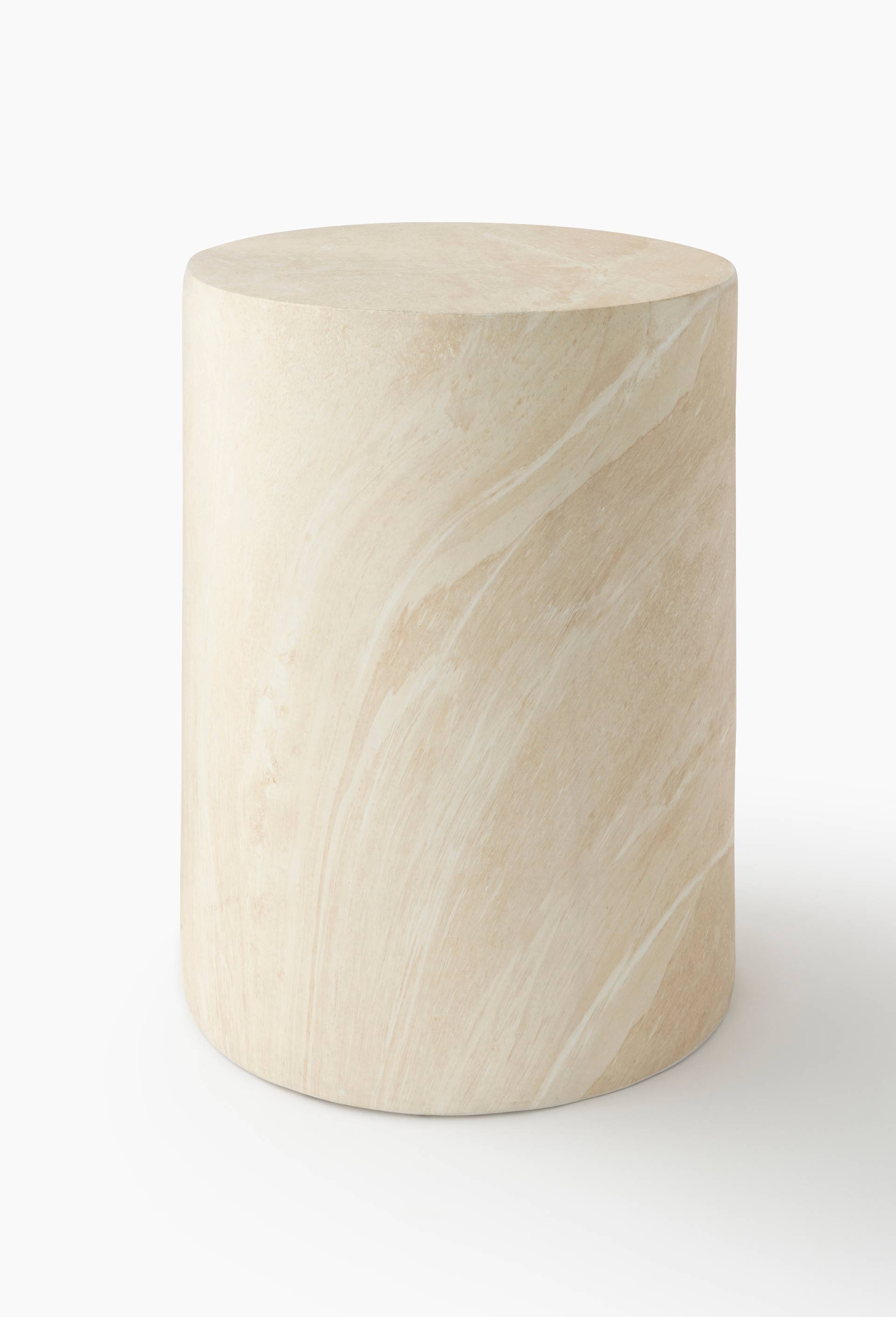 Table en travertin; H45xD35cm, Beige clair, large image number 0