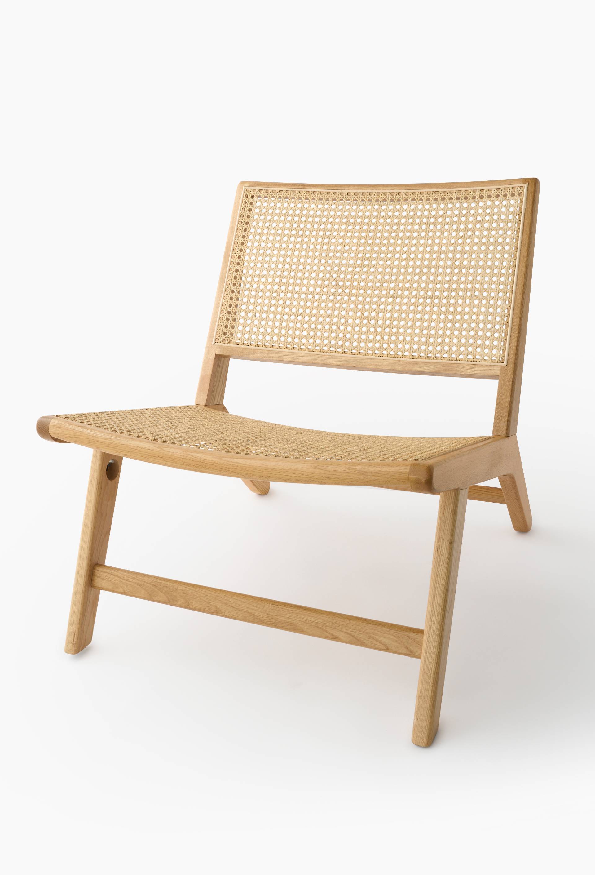 Fauteuil cannage et bois de ch&ecirc;ne,60x75xH69cm, Beige clair, large image number 1