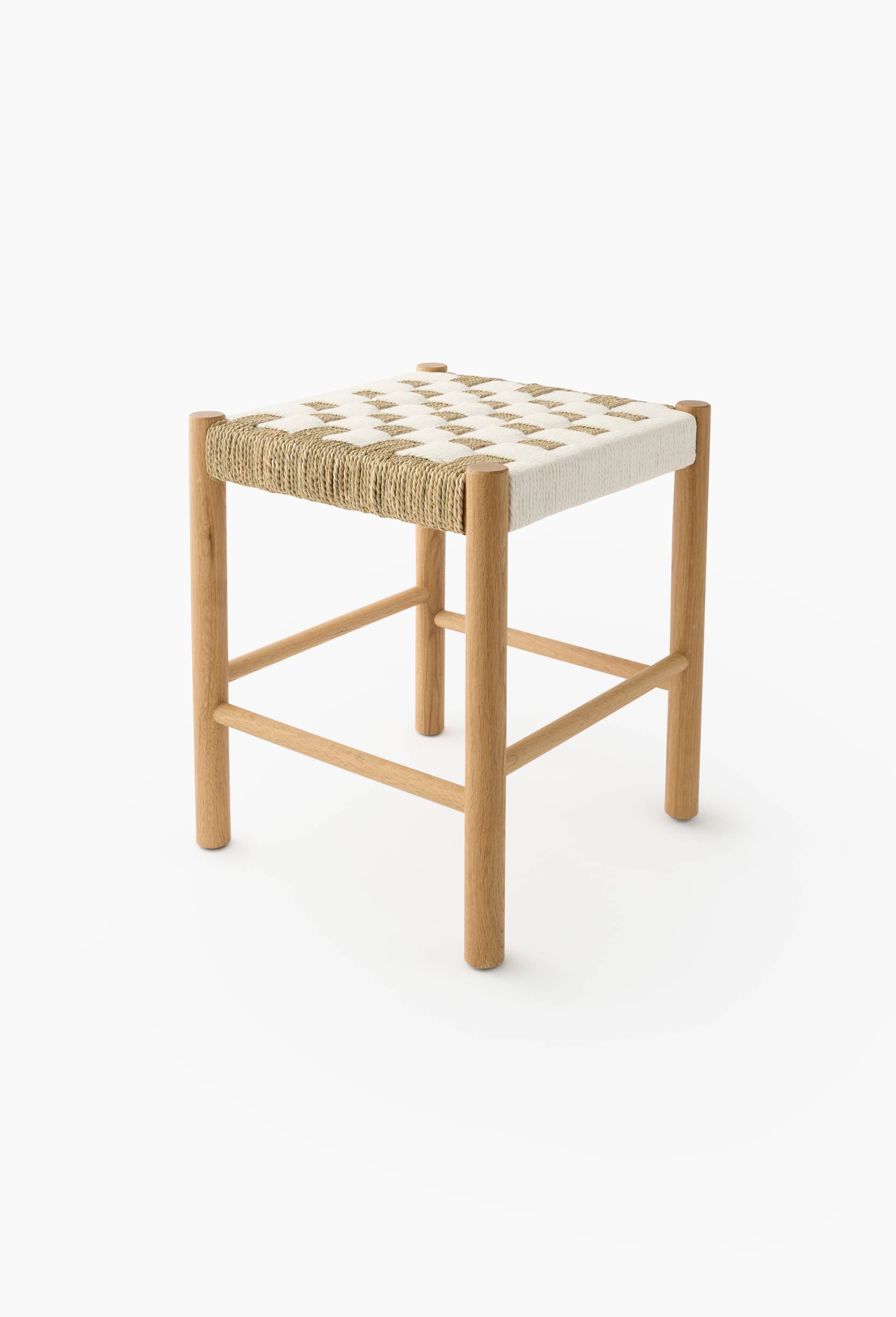 Tabouret, 37xH43cm, en jonc de mer et bois de ch&ecirc;ne, Beige clair, large image number 0