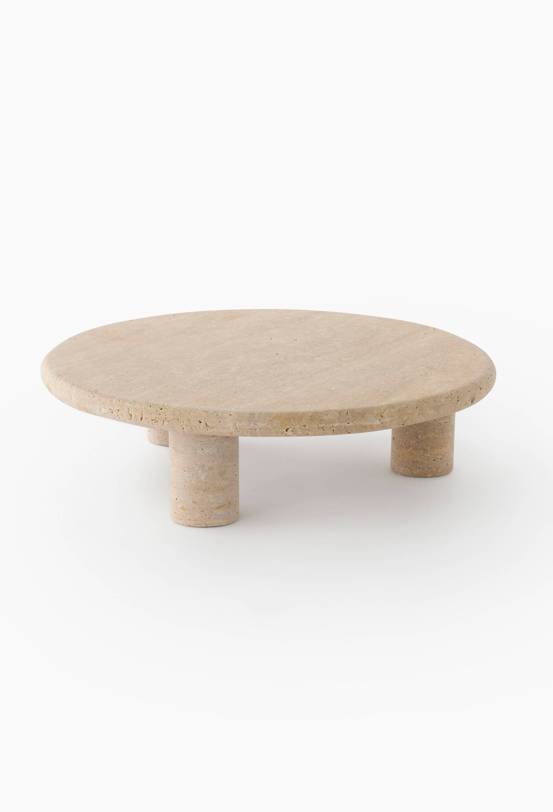 Plateau sur pied, 30*8cm, en travertin, Beige clair, large image number 0