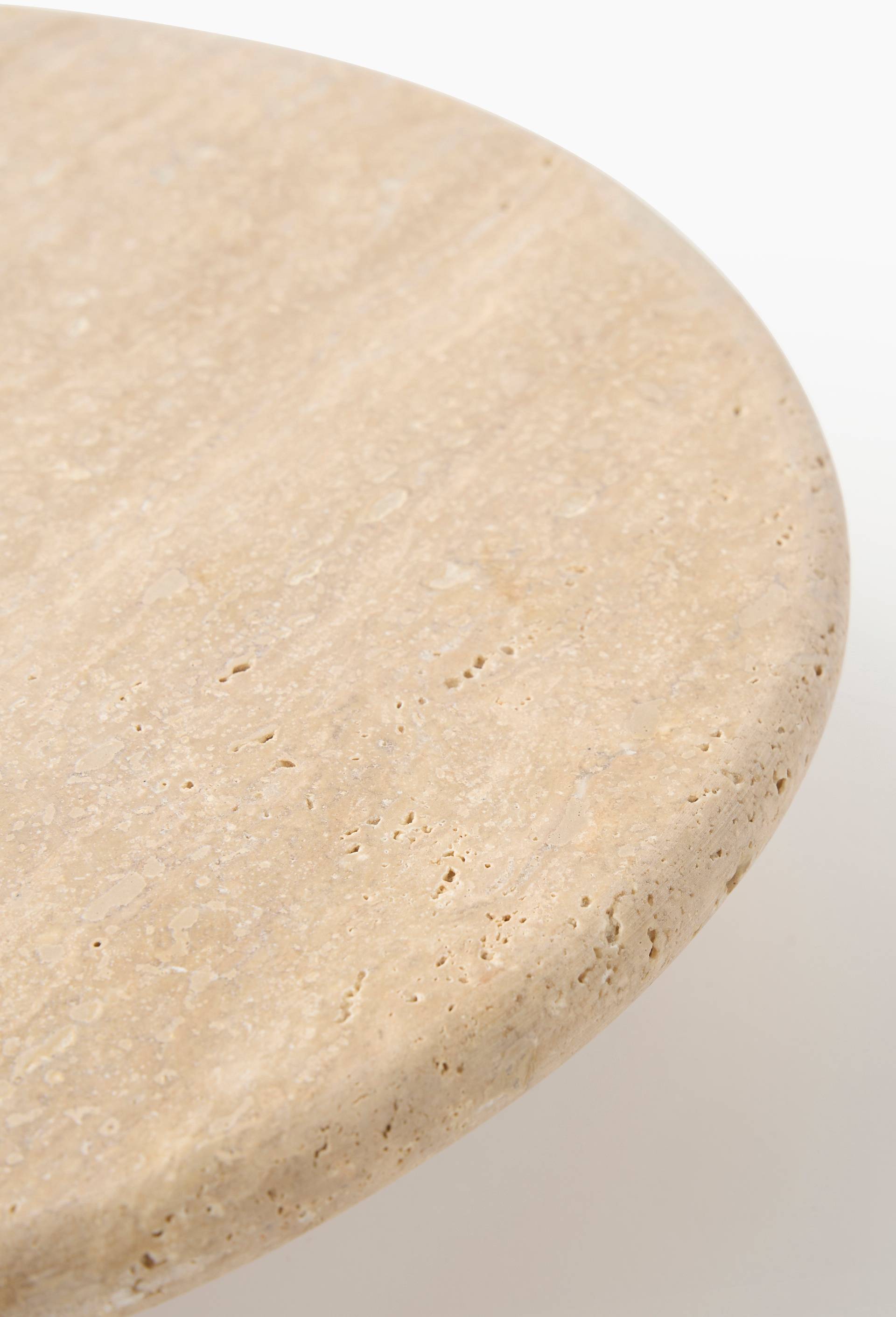Plateau sur pied, 30*8cm, en travertin, Beige clair, large image number 1.0