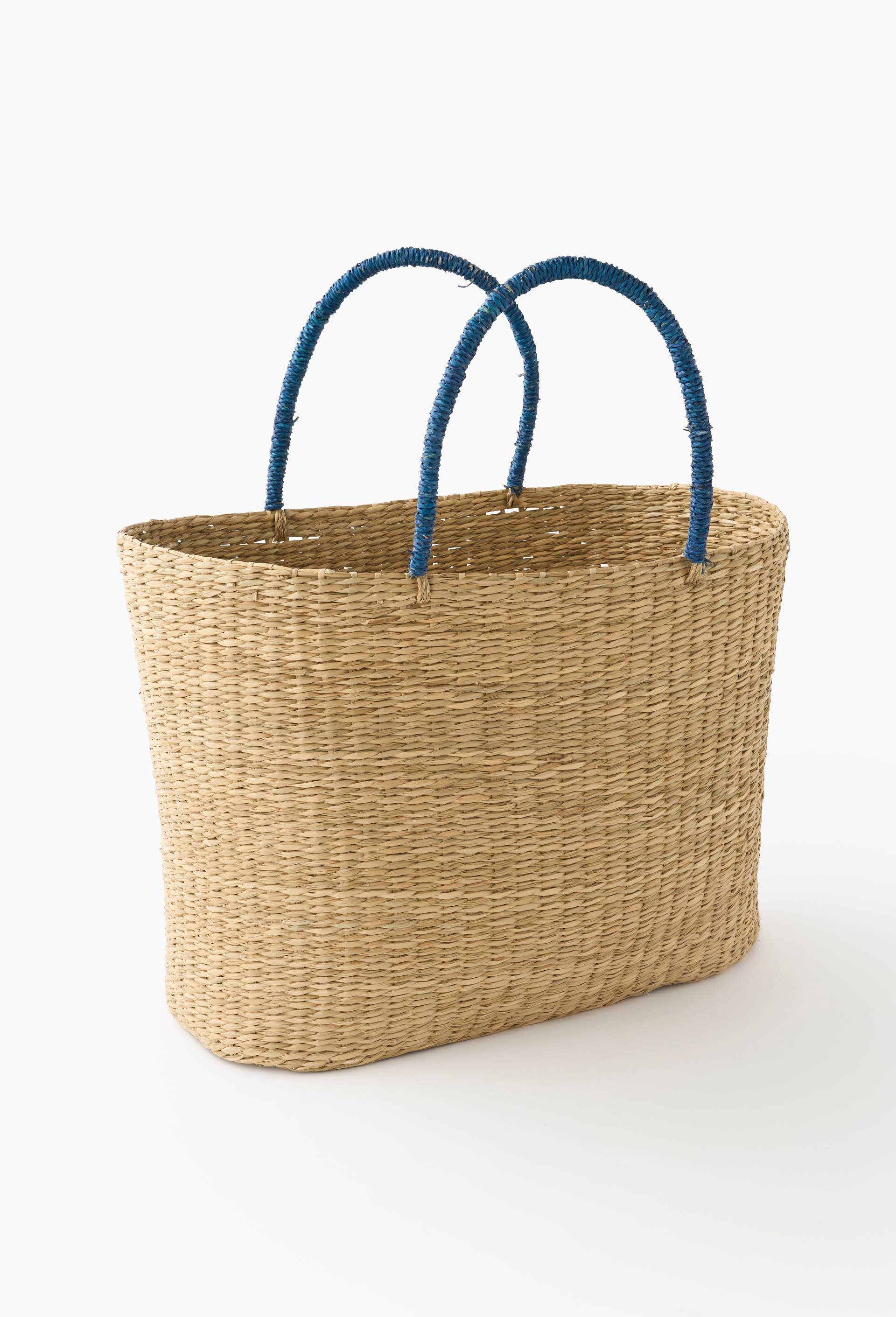Panier ovale, L50x25x35cm, en jonc de mer, Beige clair, large image number 0