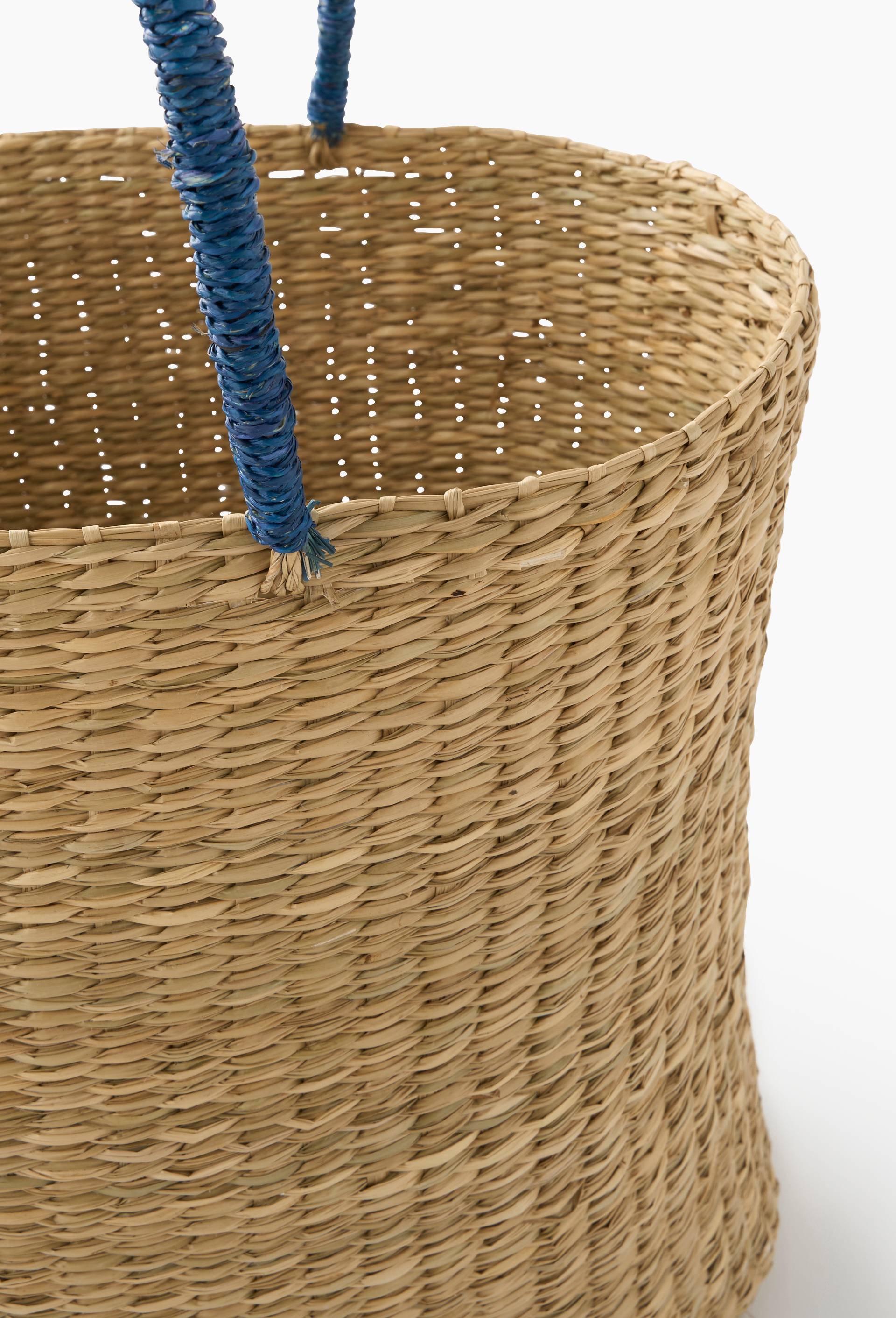 Panier ovale, L50x25x35cm, en jonc de mer, Beige clair, large image number 1.0