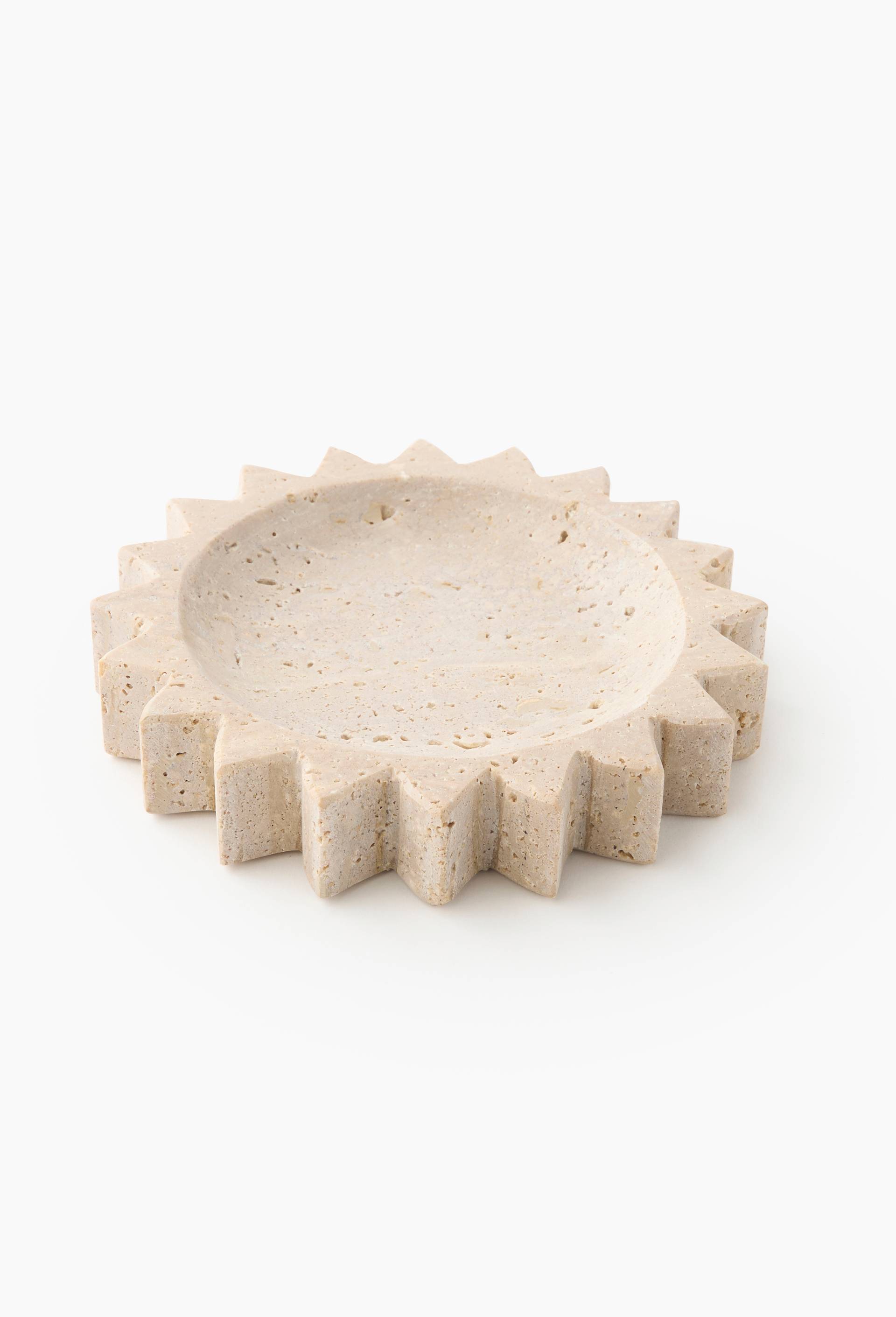 Vide-poche,,15*15*2.5cm, en travertin, Beige clair, large image number 1