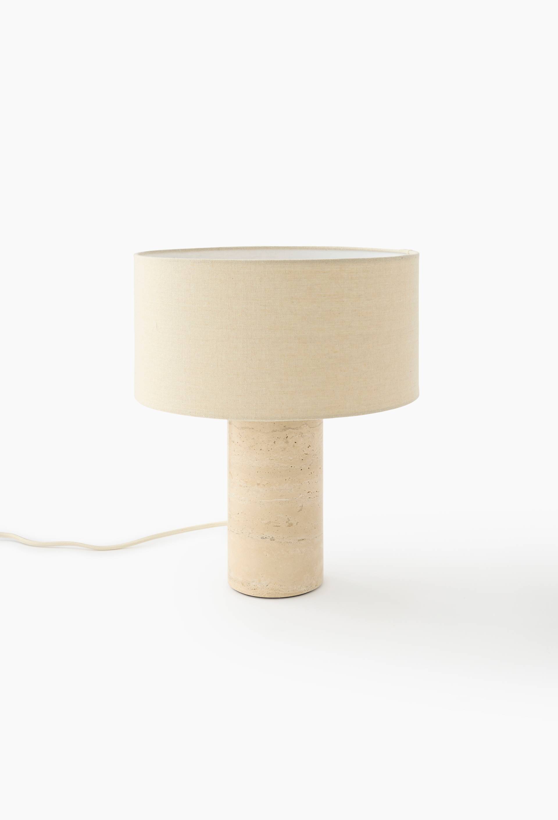 Lampe, H37,8xD30cm, en travertin, Beige clair, large image number 1