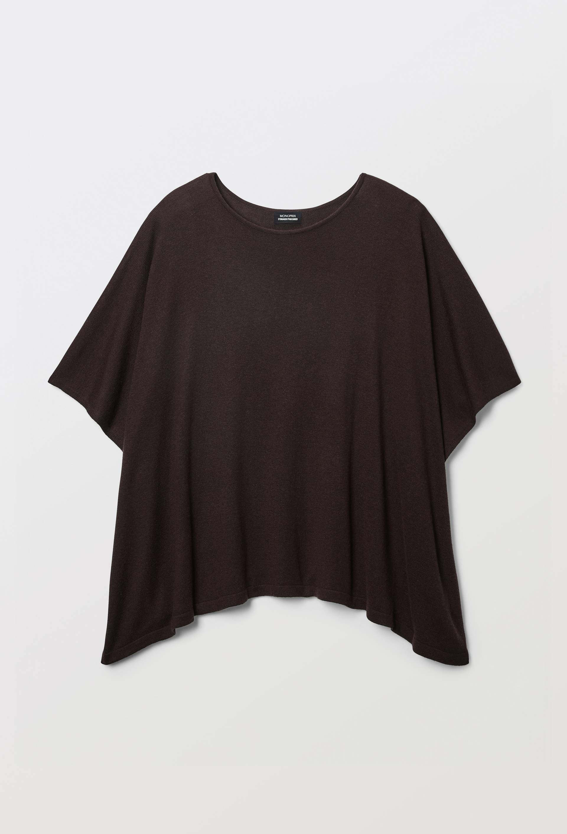 Poncho contenant de la laine, Brun clair, large image number 2
