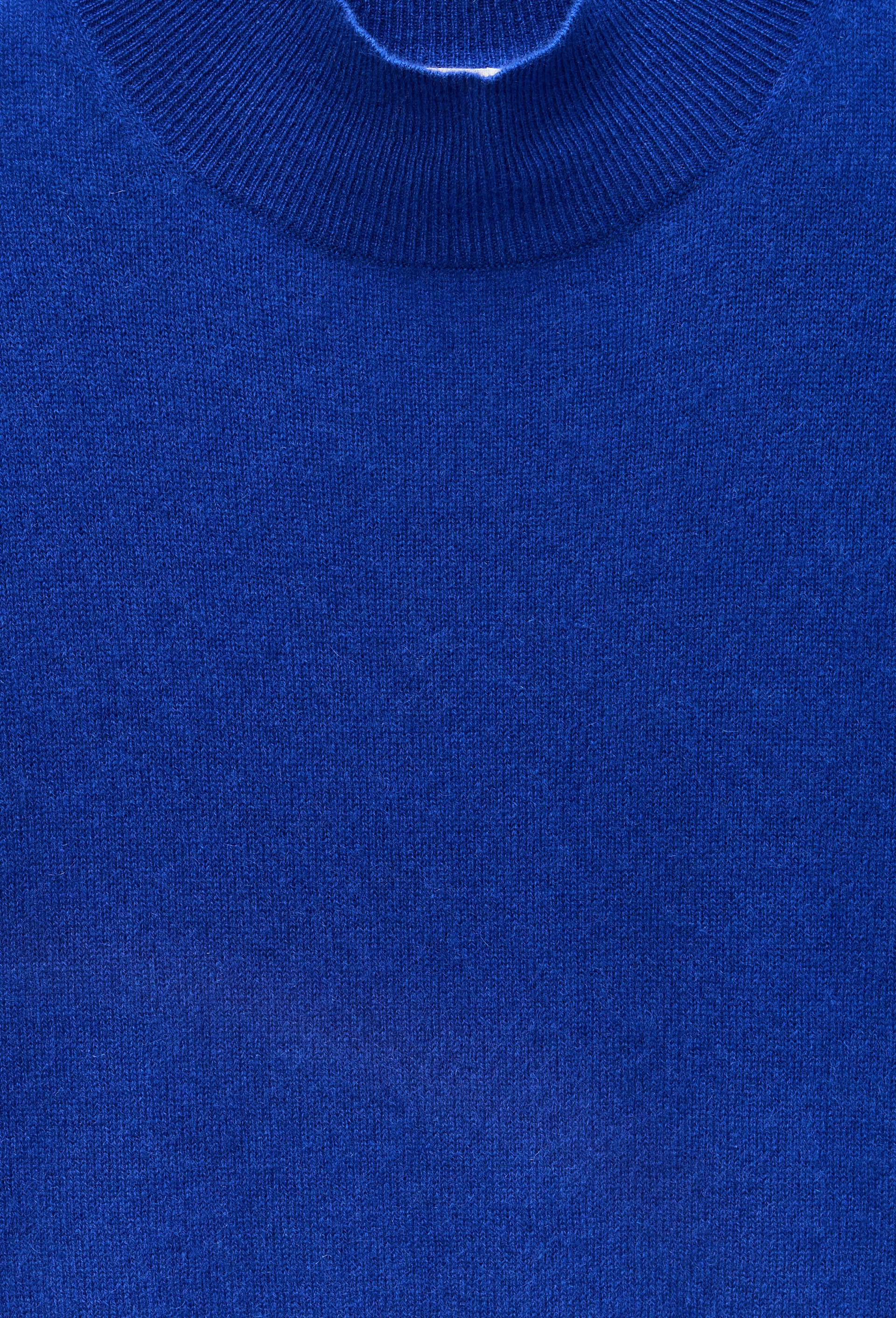 Pull uni court col montant en 100% cachemire, Bleu, large image number 4