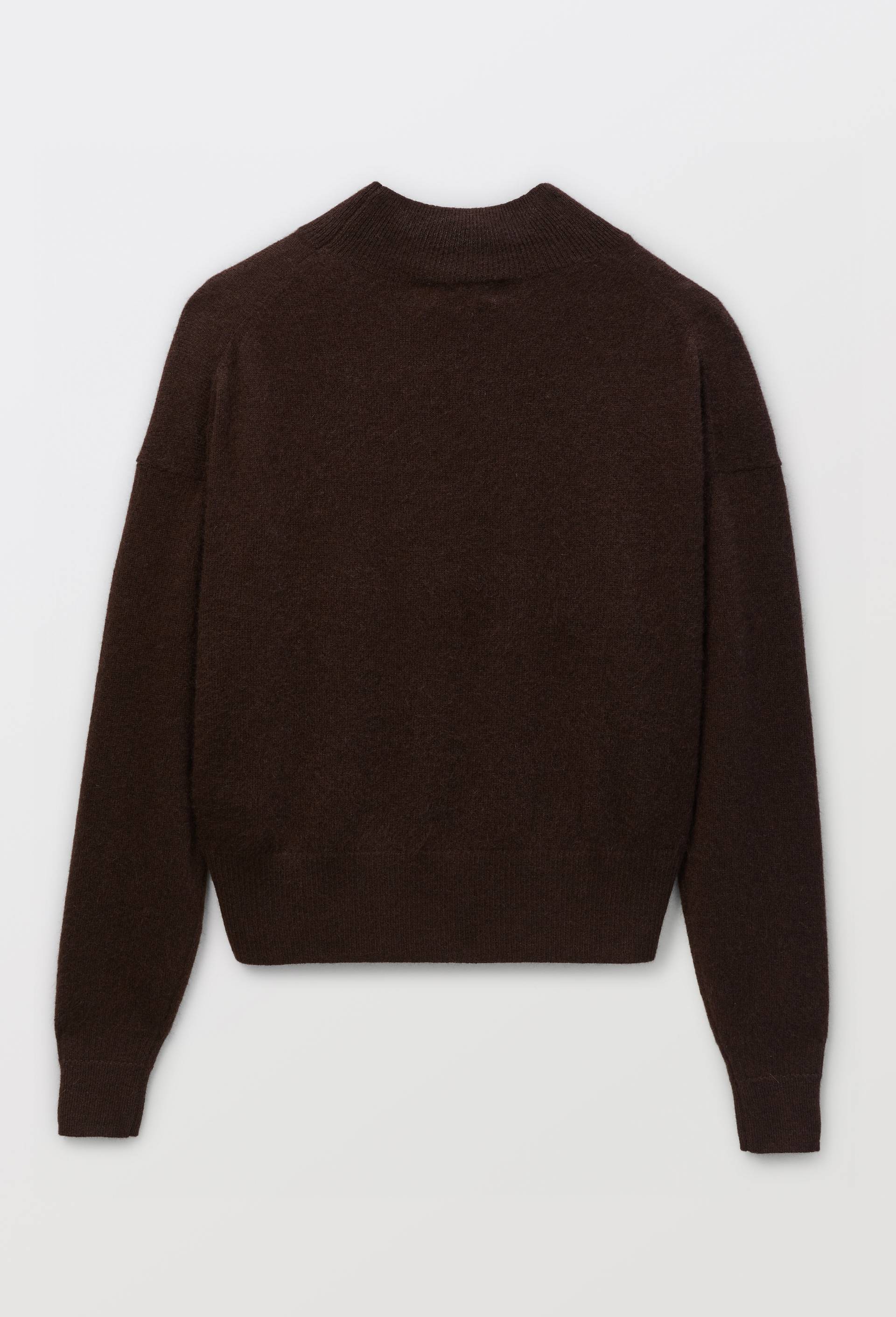 Pull uni court col montant en 100% cachemire, Brun clair, large image number 3