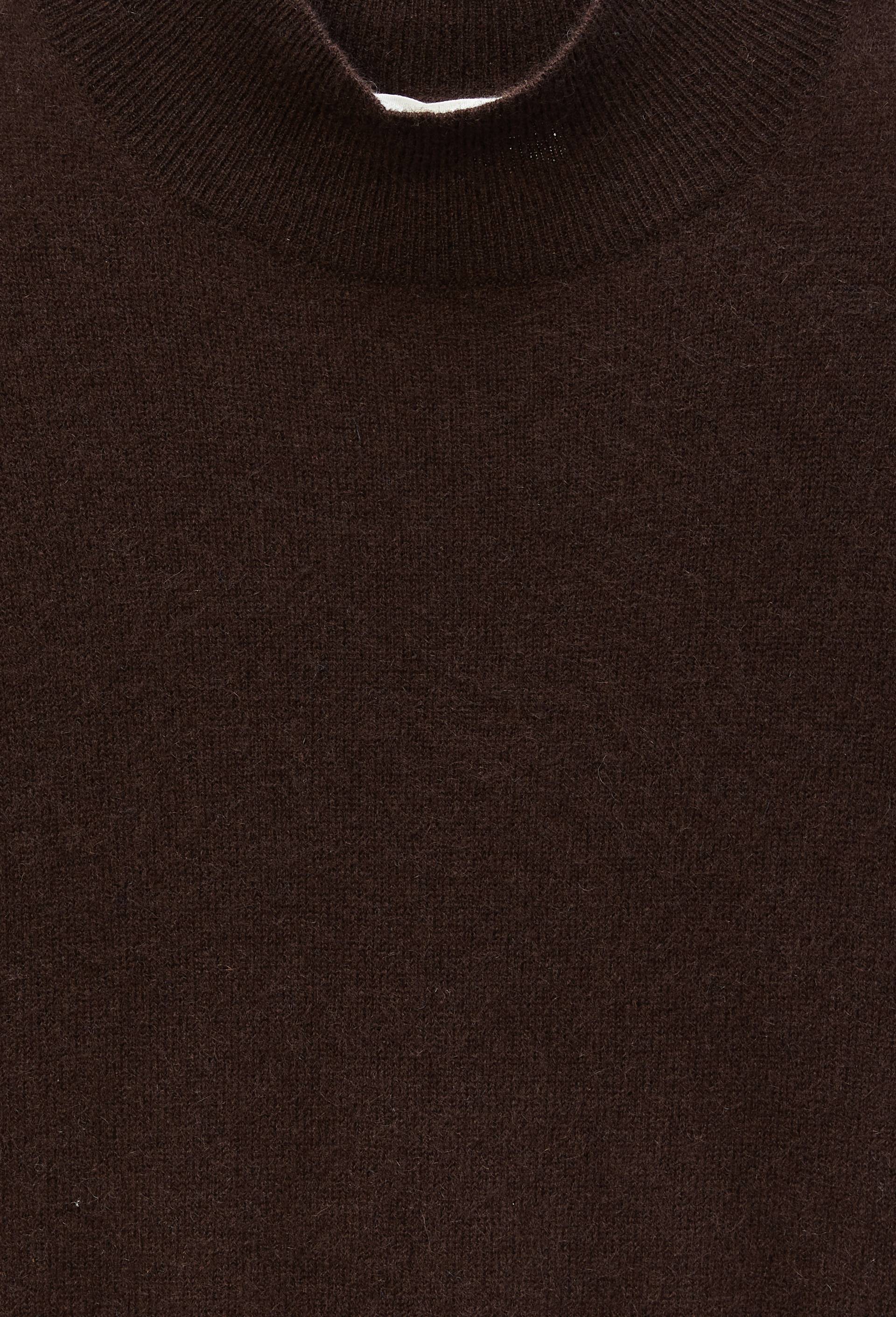 Pull uni court col montant en 100% cachemire, Brun clair, large image number 4