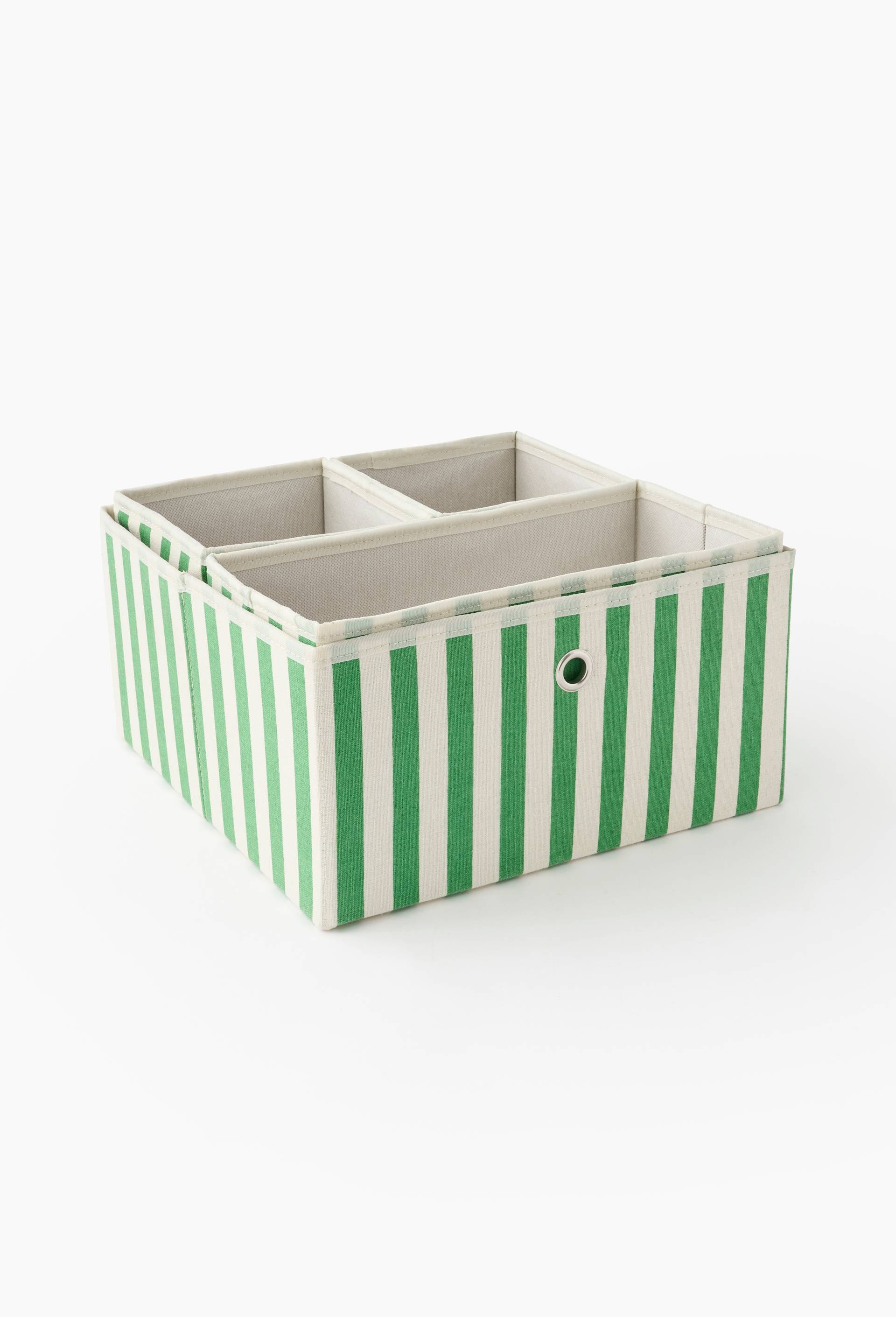 Lot 4 cubes de rangement, en coton et polyester, Vert, large image number 0.0