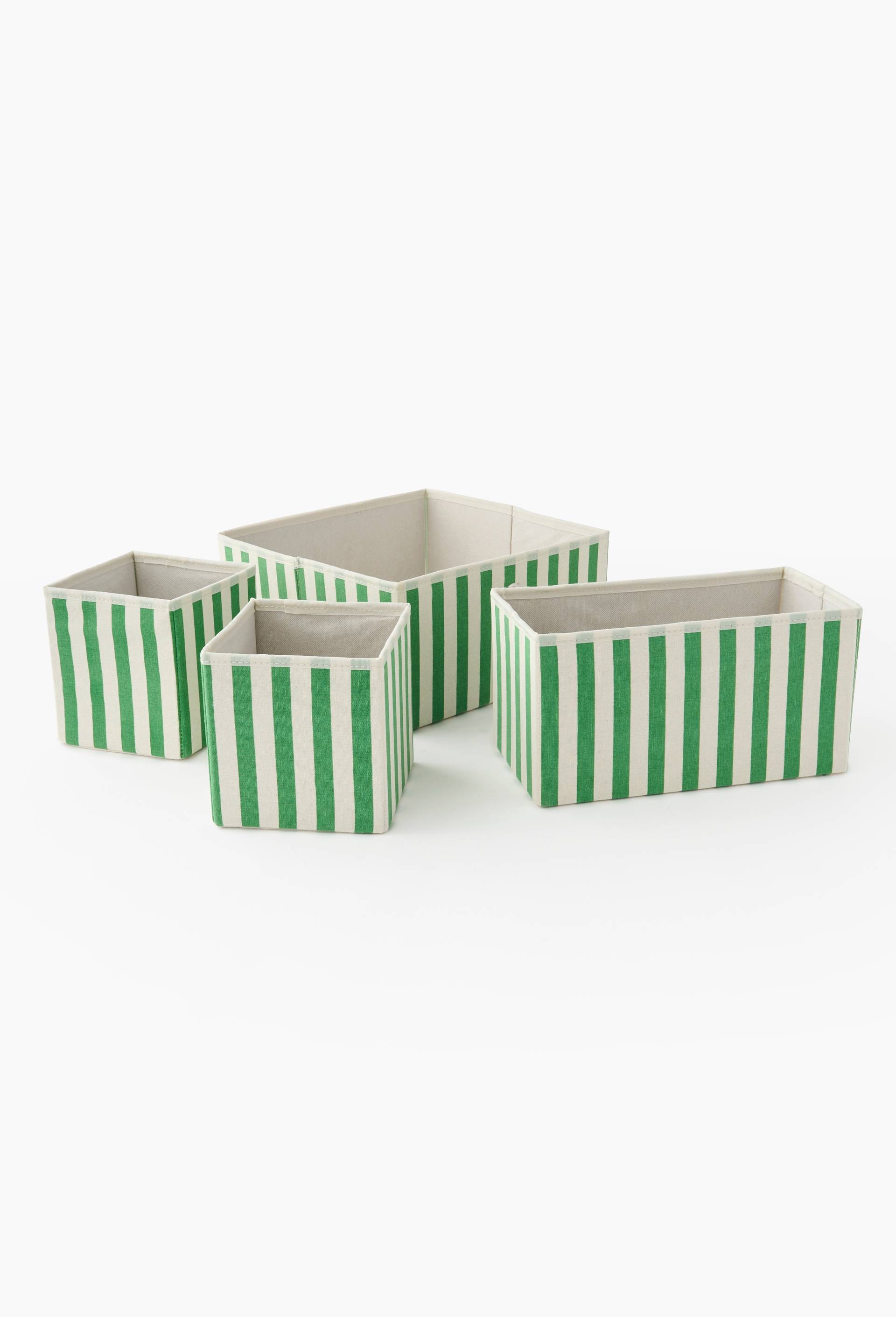Lot 4 cubes de rangement, en coton et polyester, Vert, large image number 1.0