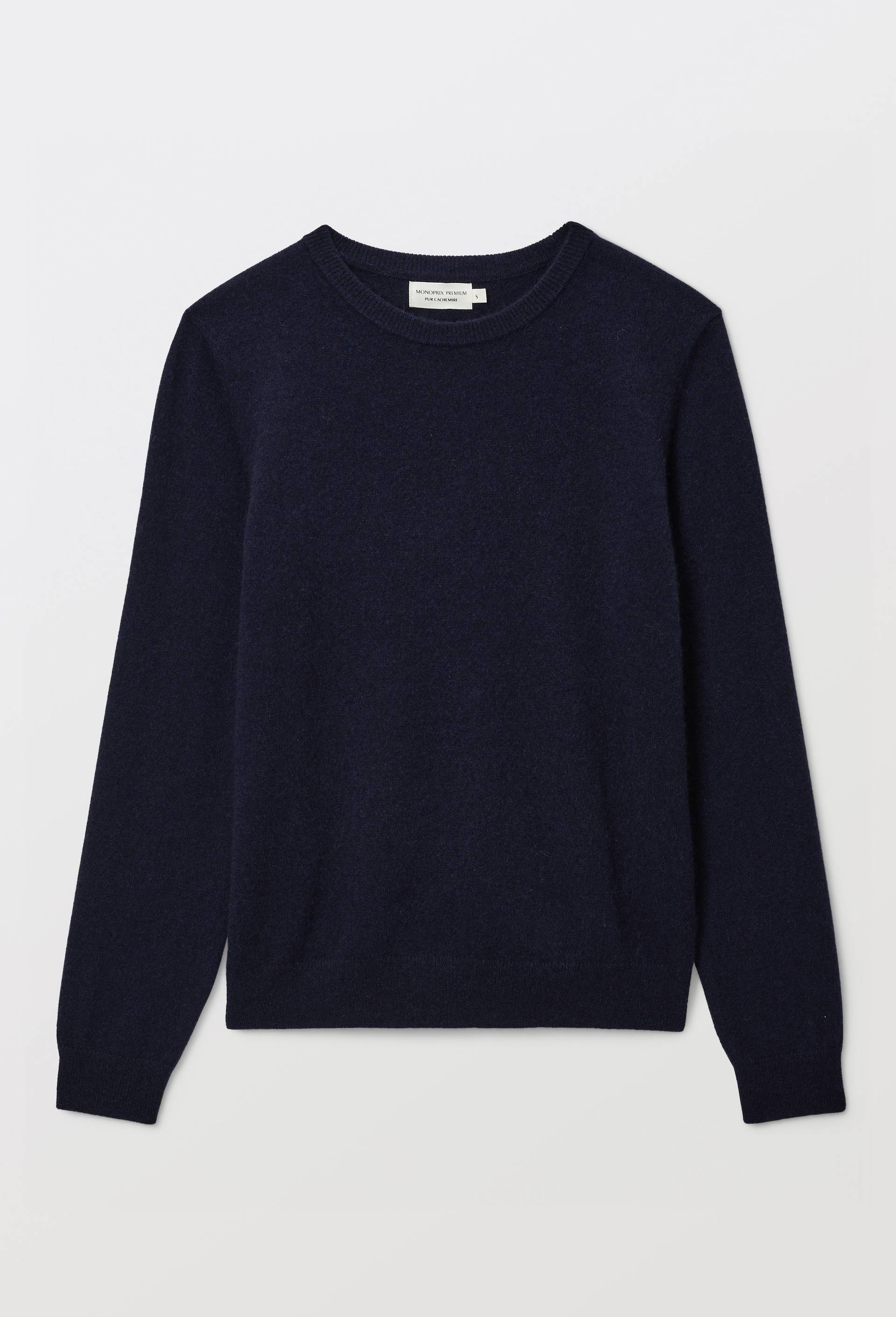 Pull uni col rond en 100% cachemire, Bleu fonc&eacute;, large image number 0