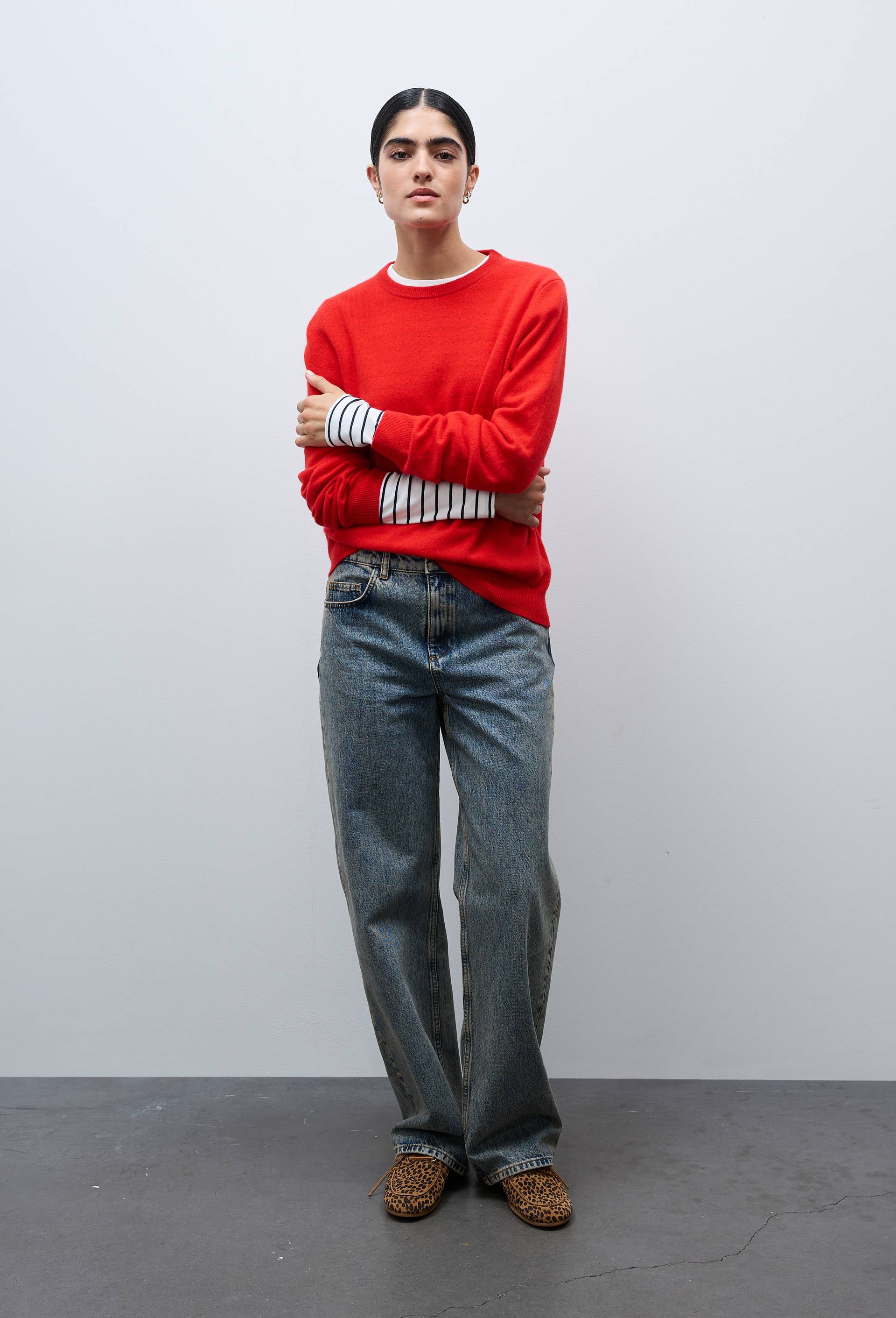 Pull uni col rond en 100% cachemire, Rouge, large image number 1