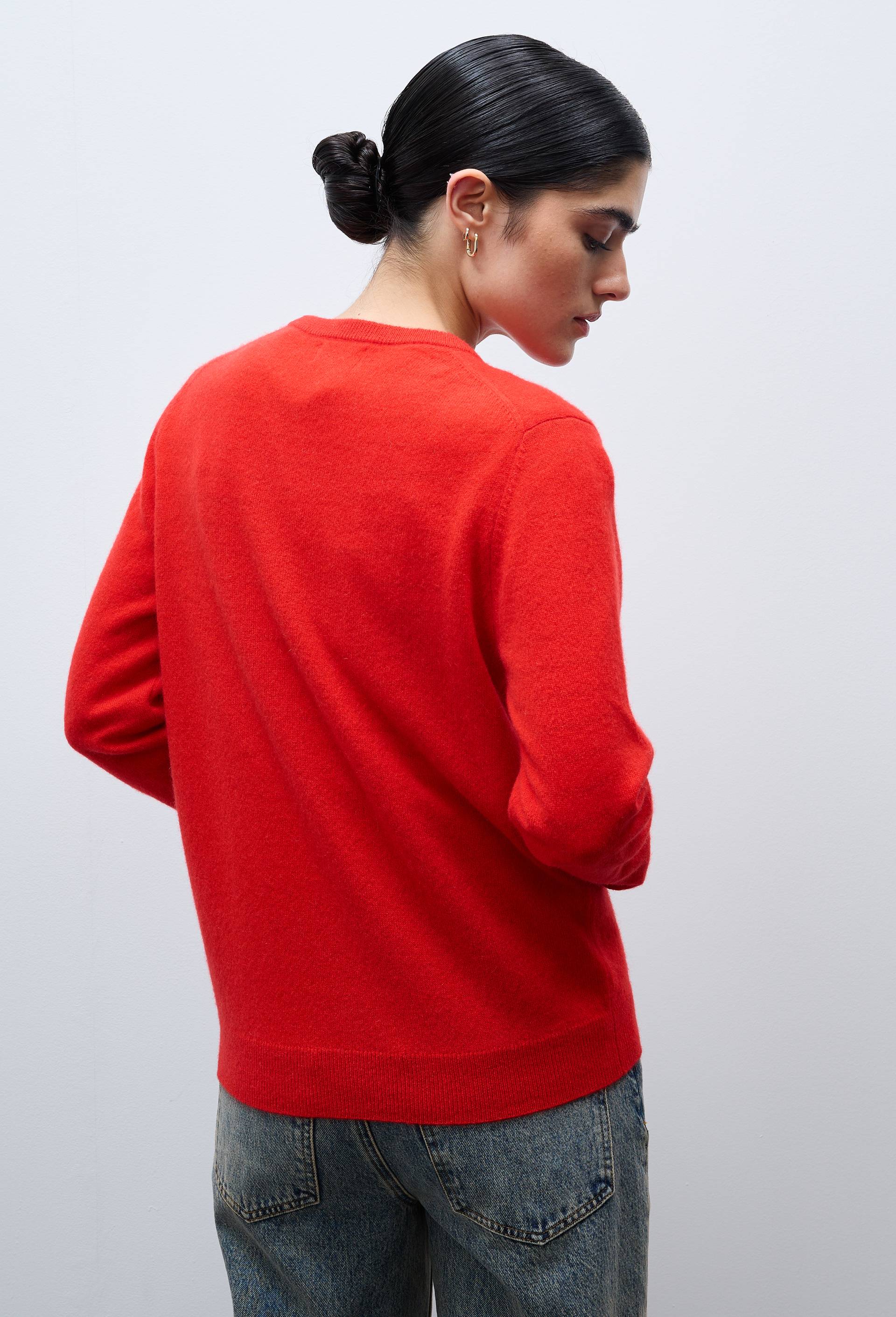 Pull uni col rond en 100% cachemire, Rouge, large image number 2.0