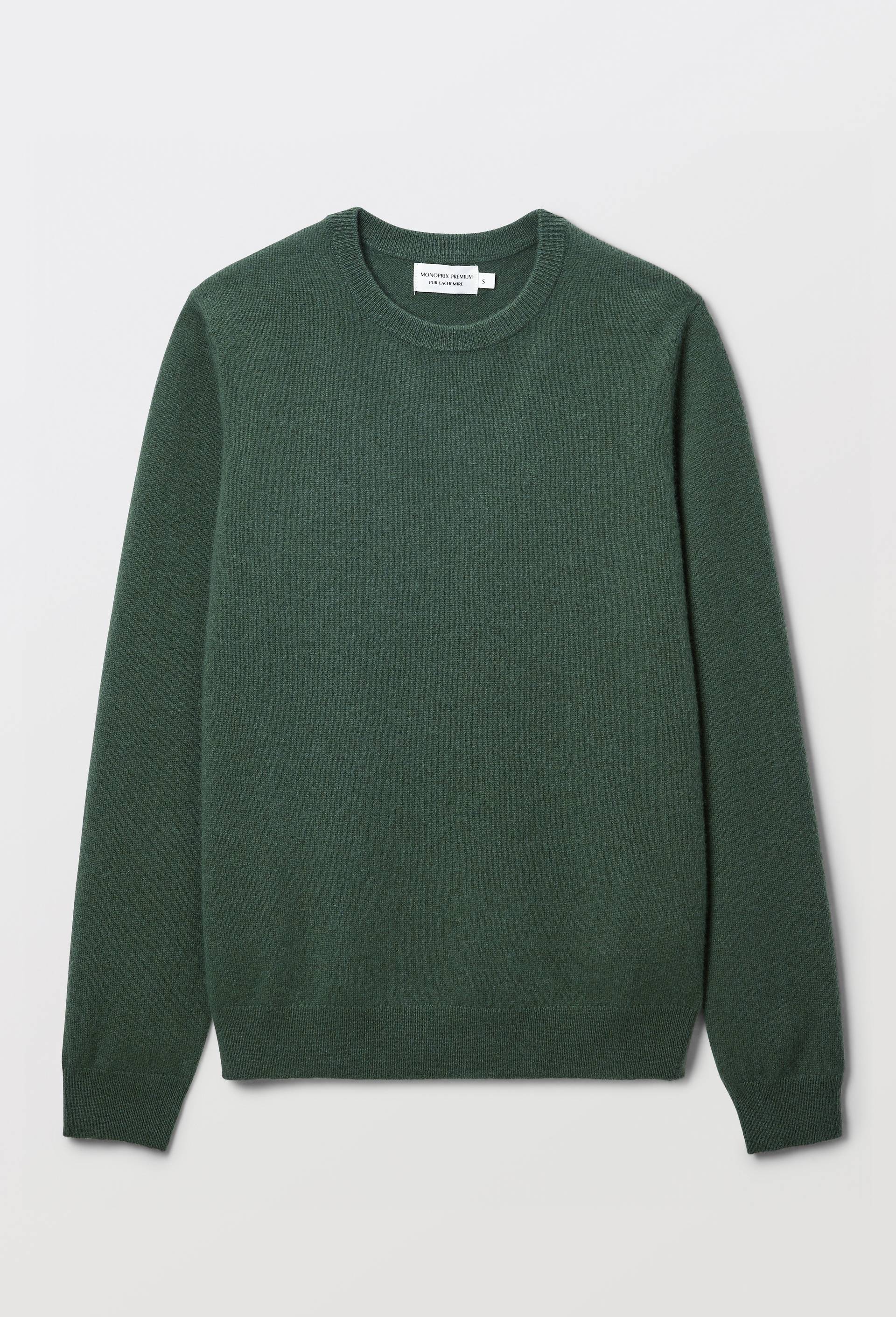 Pull uni col rond en 100% cachemire, Vert fonc&eacute;, large image number 2.0