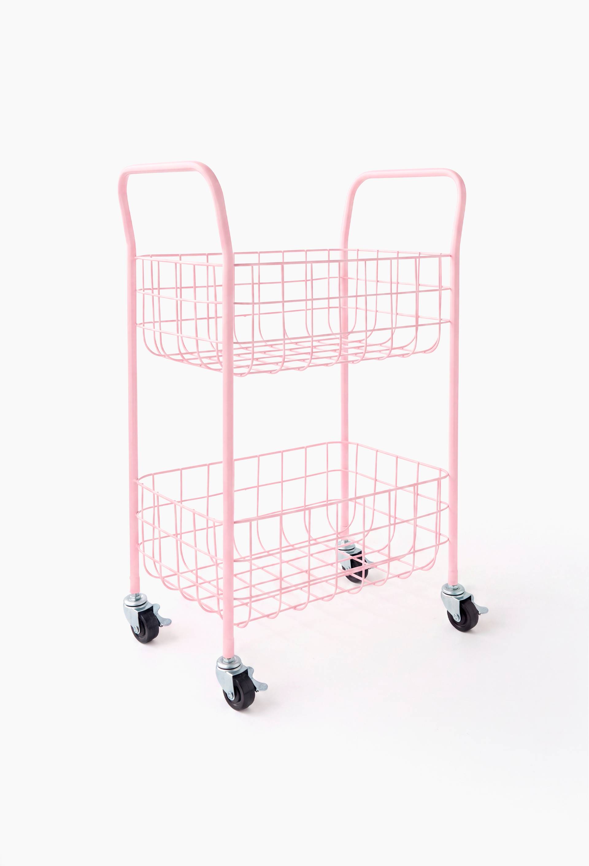 Etag&egrave;re &agrave; roulettes, 33,5x20xH52cm, en m&eacute;tal, Rose, large image number 0