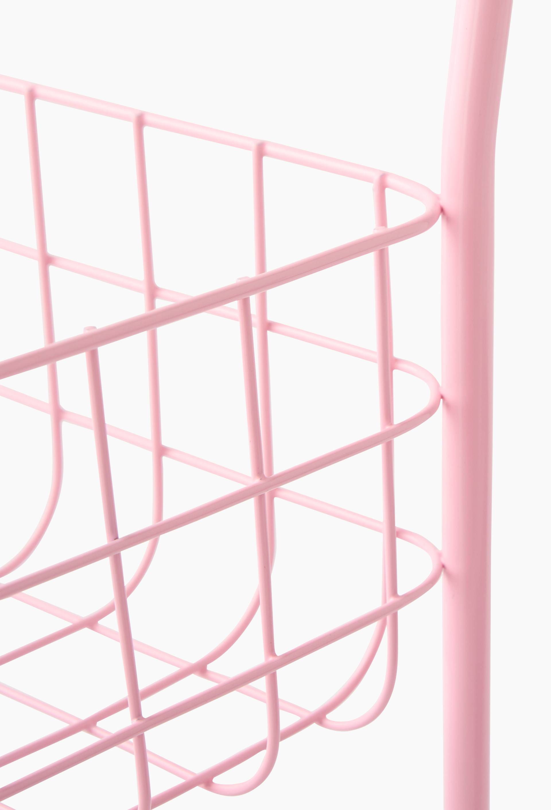 Etag&egrave;re &agrave; roulettes, 33,5x20xH52cm, en m&eacute;tal, Rose, large image number 1