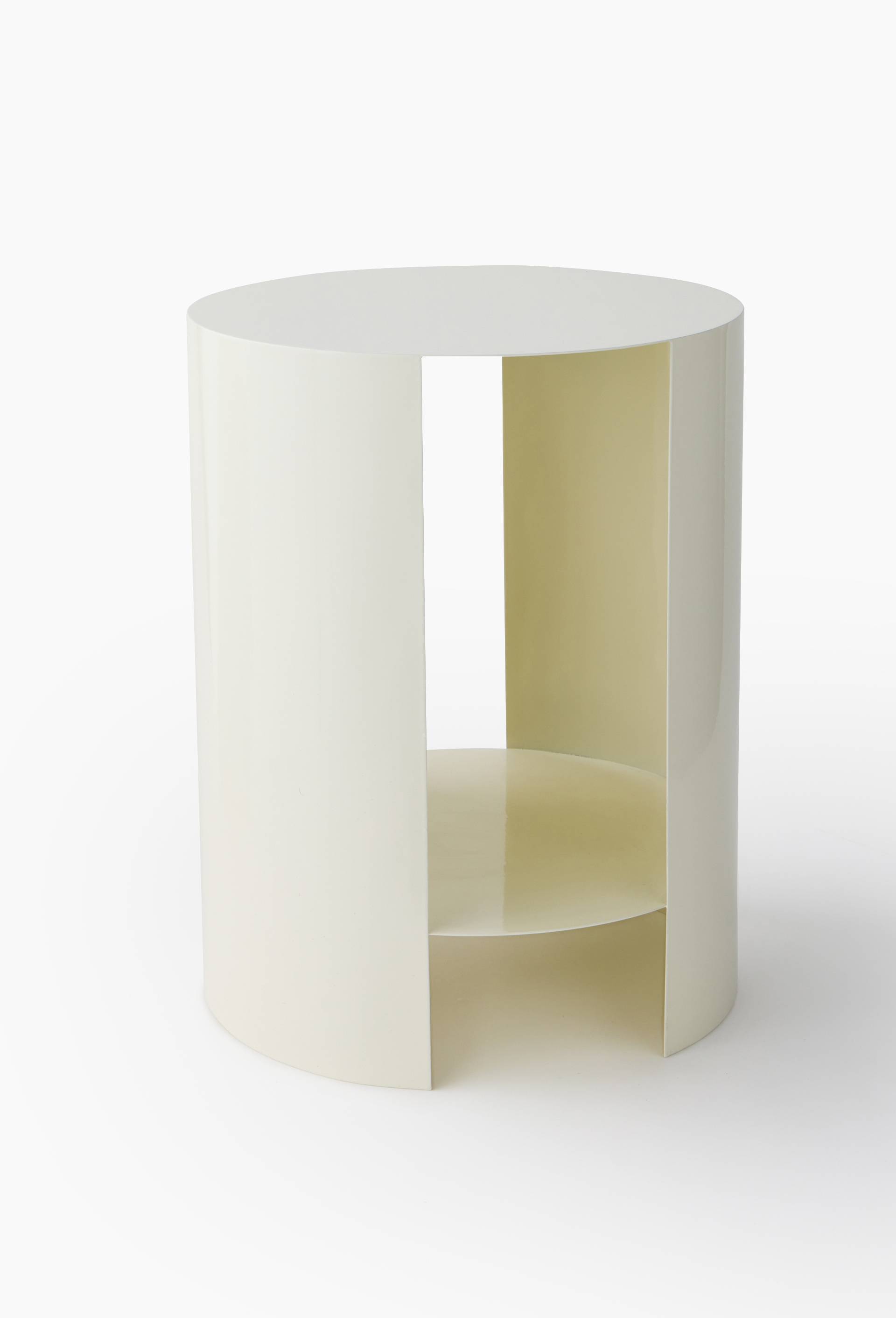Table ronde fine, 35xH45cm, en fer, Ecru, large image number 0