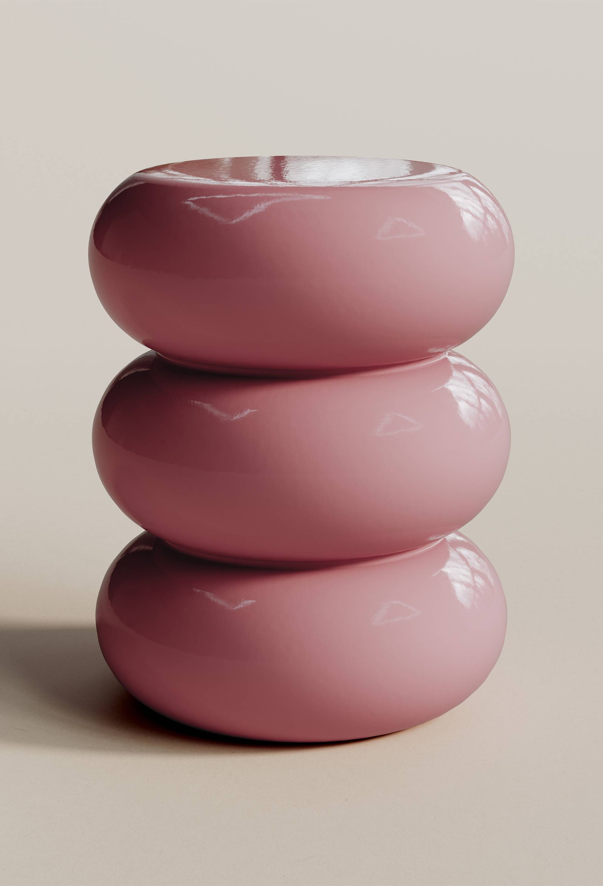 Tabouret,d35x43cm, en r&eacute;sine, Rose, large image number 0