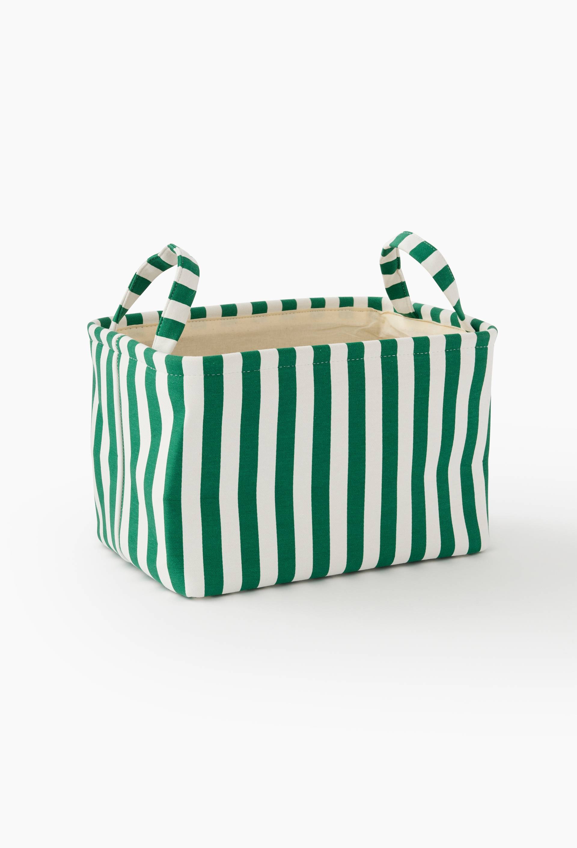 Panier rectangulaire poign&eacute;es, en coton, 18*29*19 cm, Vert, large image number 0