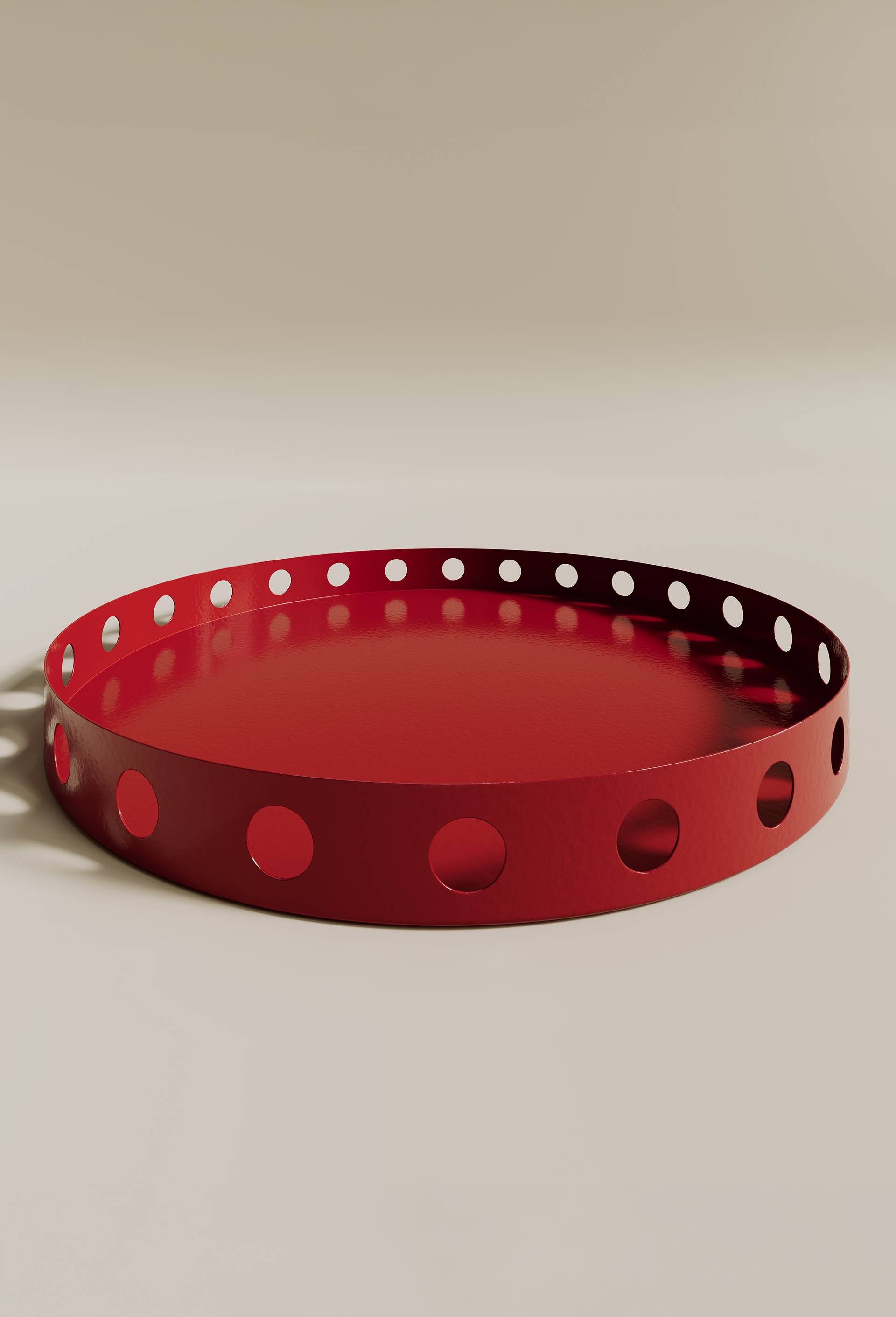 Plateau,30.5x30.5x3cm, en fer, Rouge, large image number 0