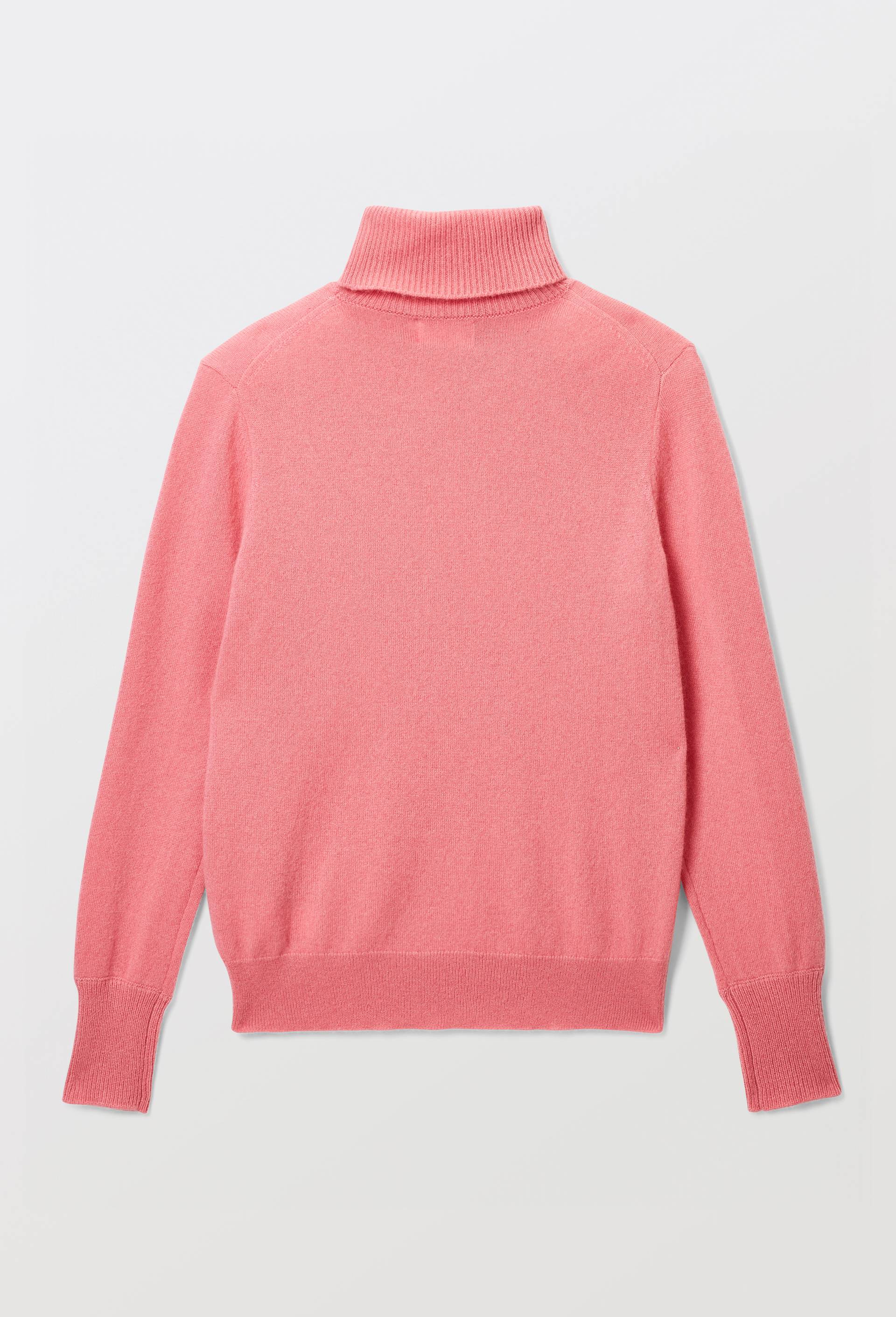 Pull uni col roul&eacute; en 100% cachemire, Rose, large image number 3
