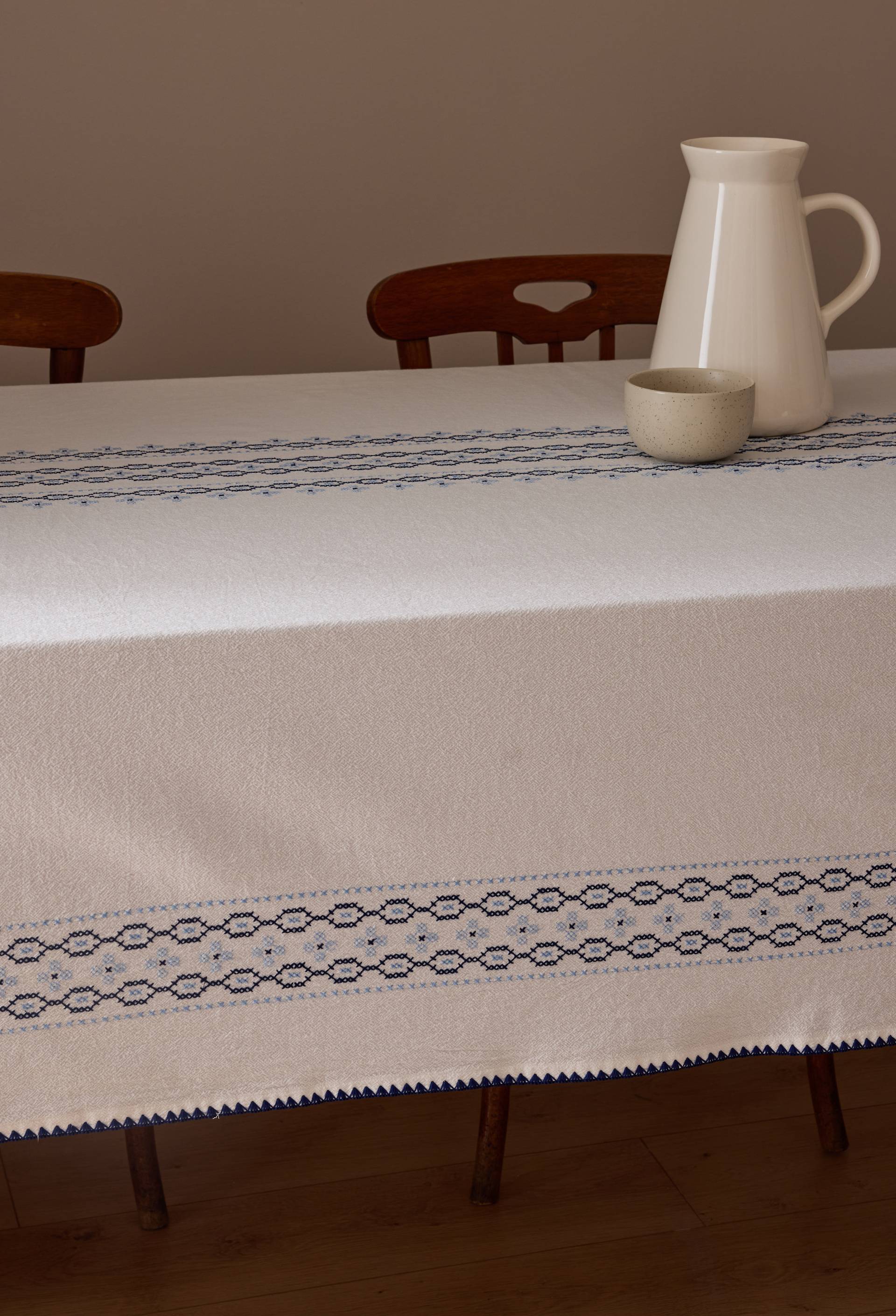 Nappe avec broderie, 170x250cm, 100% coton, Ecru, large image number 3.0