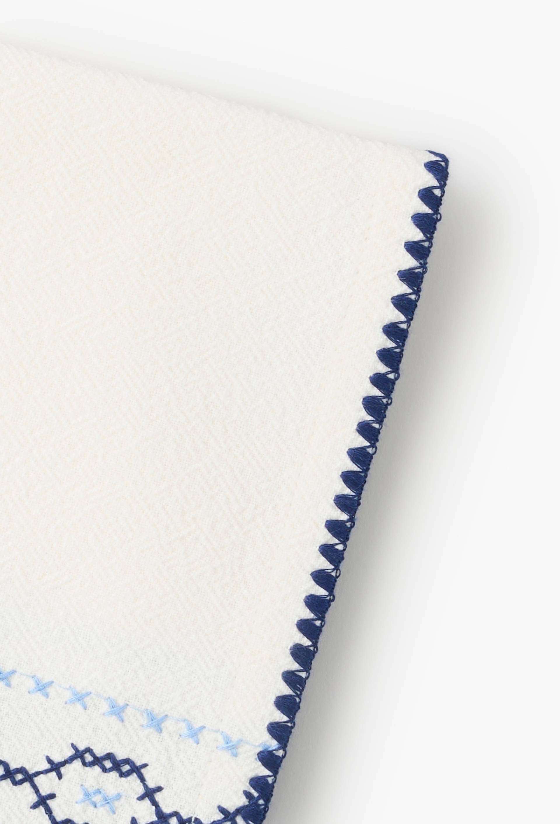 Lot de 2 serviettes broderie, 40x40cm, 100% coton, Ecru, large image number 1.0