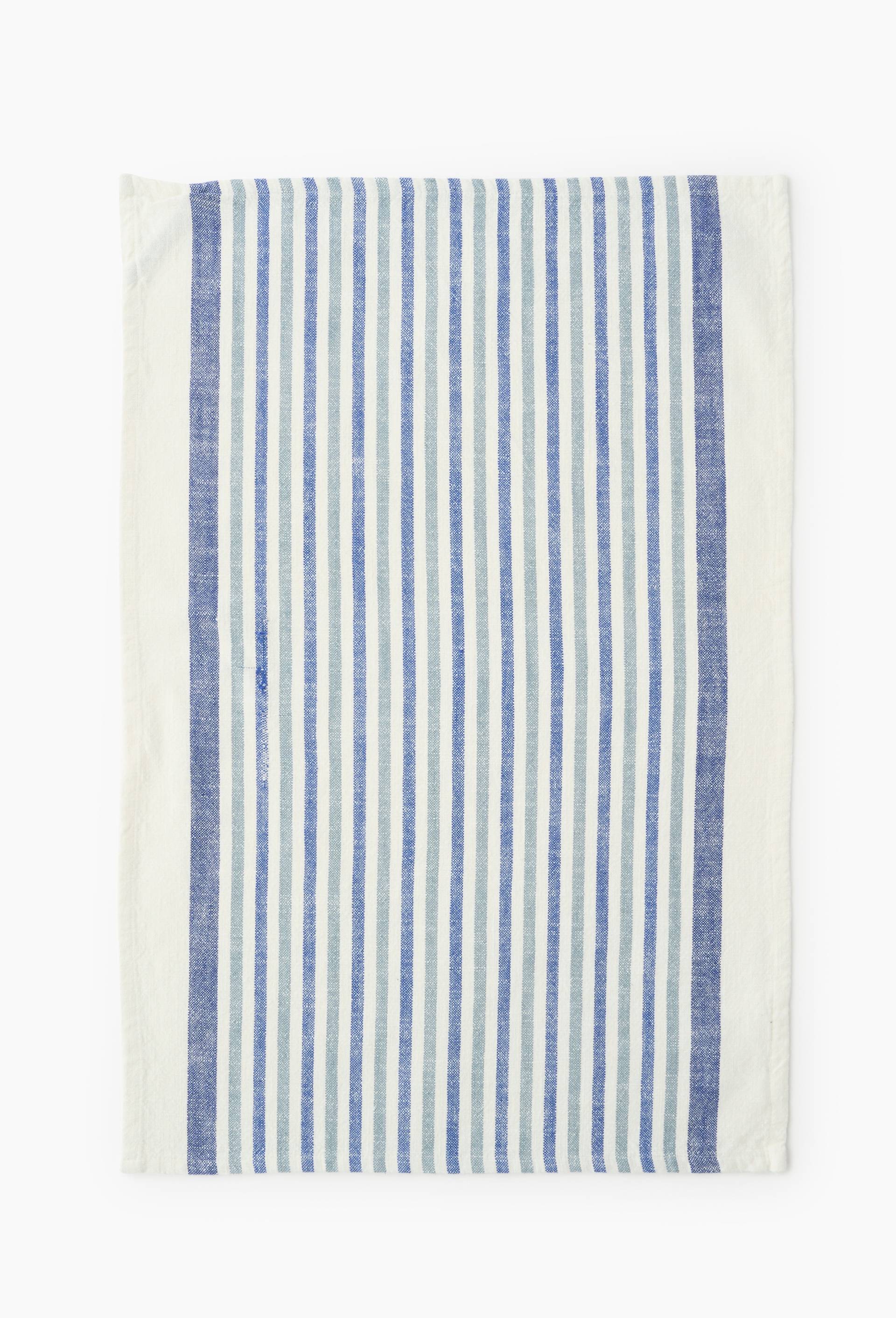 Torchon tiss&eacute; teint ray&eacute;, 50x70cm, 100% coton, Bleu, large image number 1