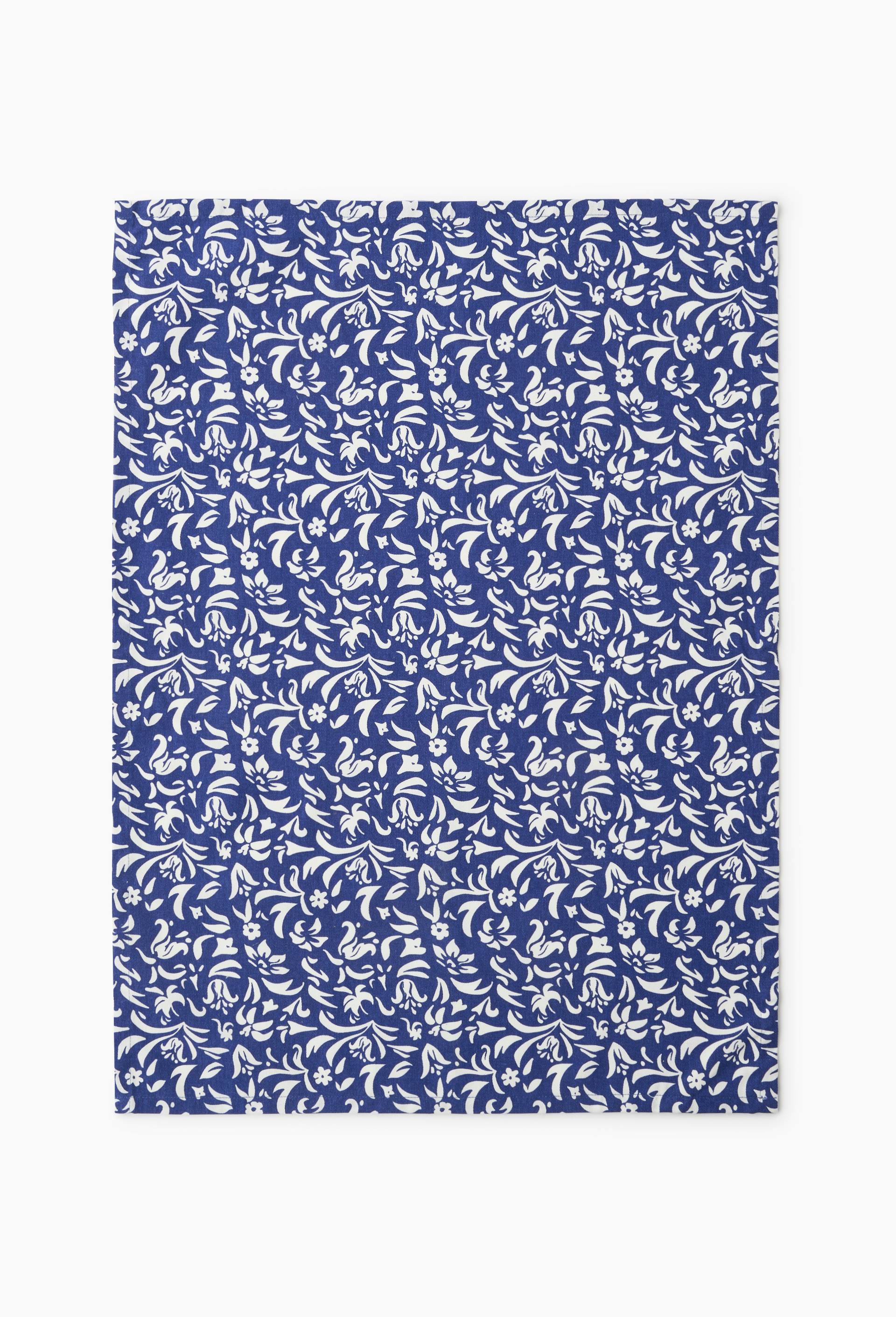 Torchon print peau de vache, 50x70cm, 100% coton, Bleu, large image number 1