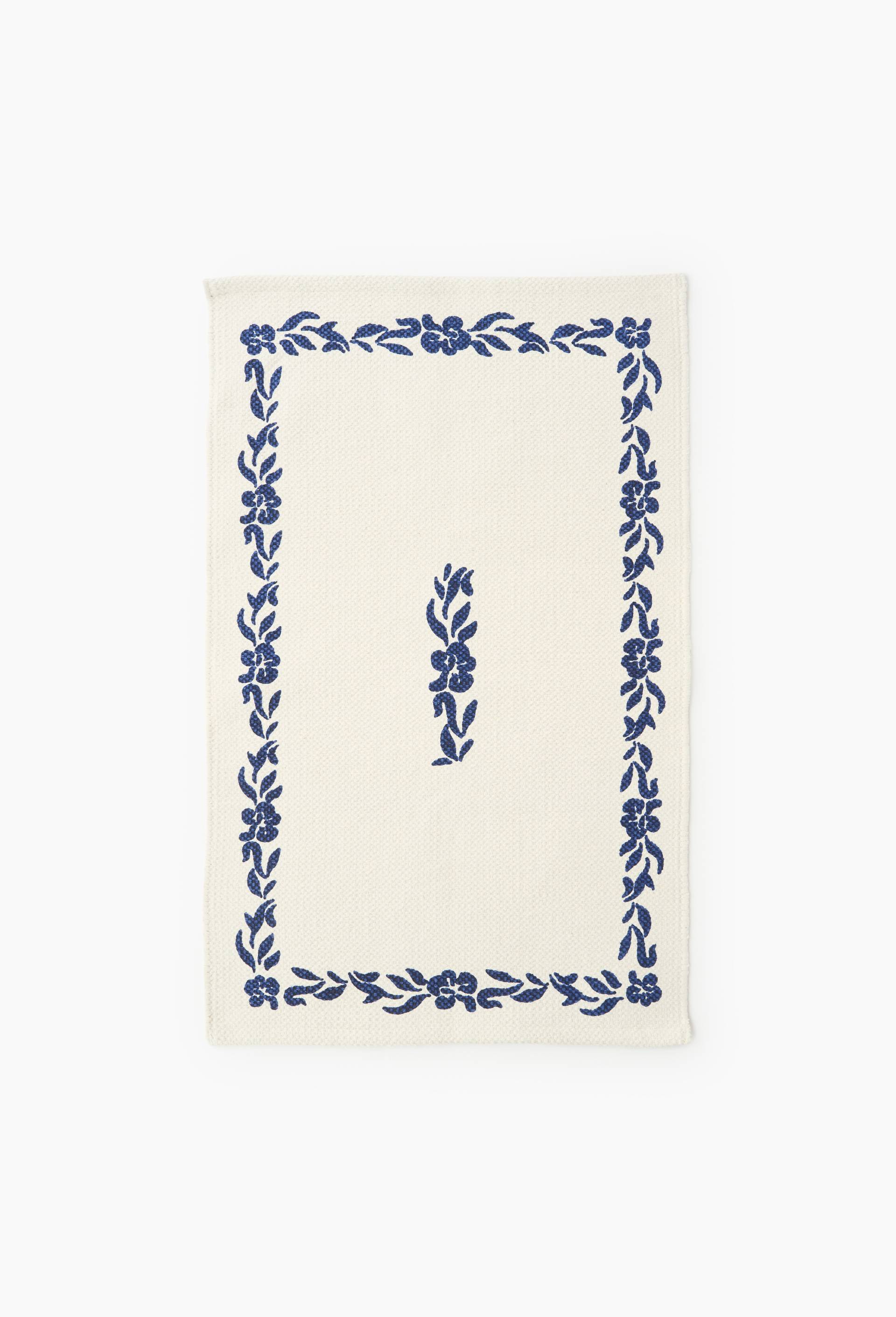 Petit tapis imprim&eacute;, 50x80cm, 100% coton, Bleu, large image number 0.0