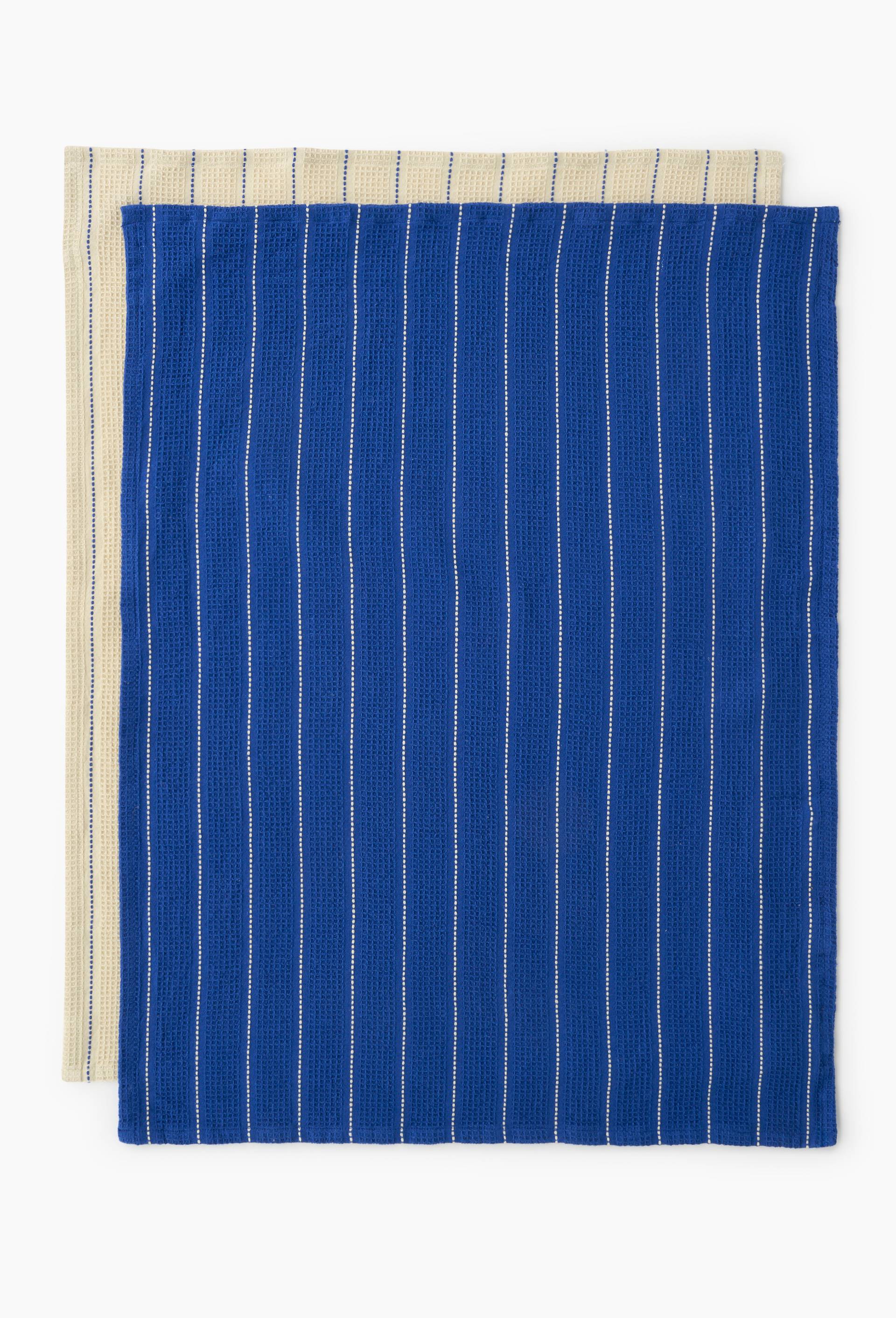 Lot de 2 torchons, 50x70cm, 100% coton, Bleu, large image number 1