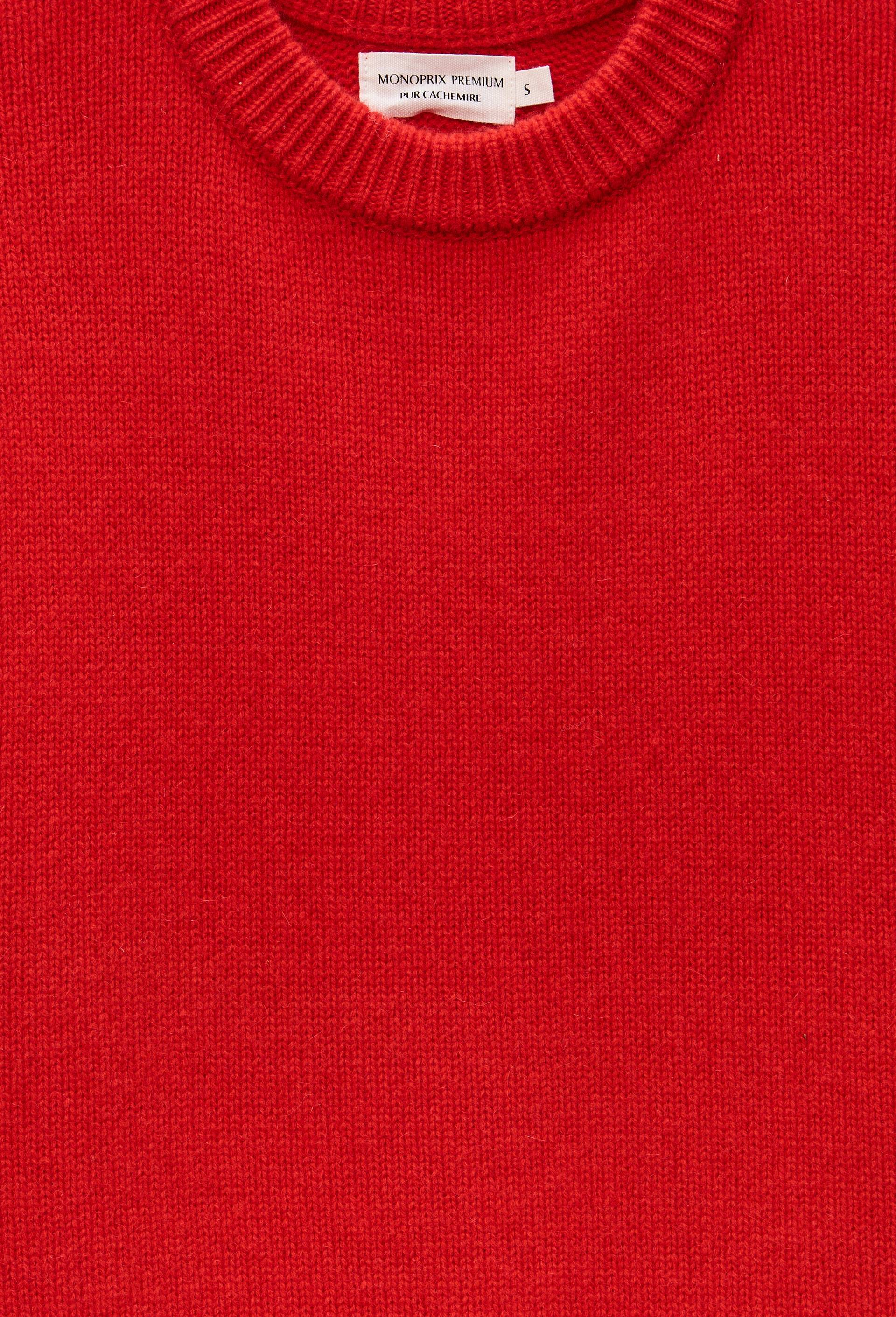 Pull uni col rond ample en 100% cachemire, Rouge, large image number 4.0
