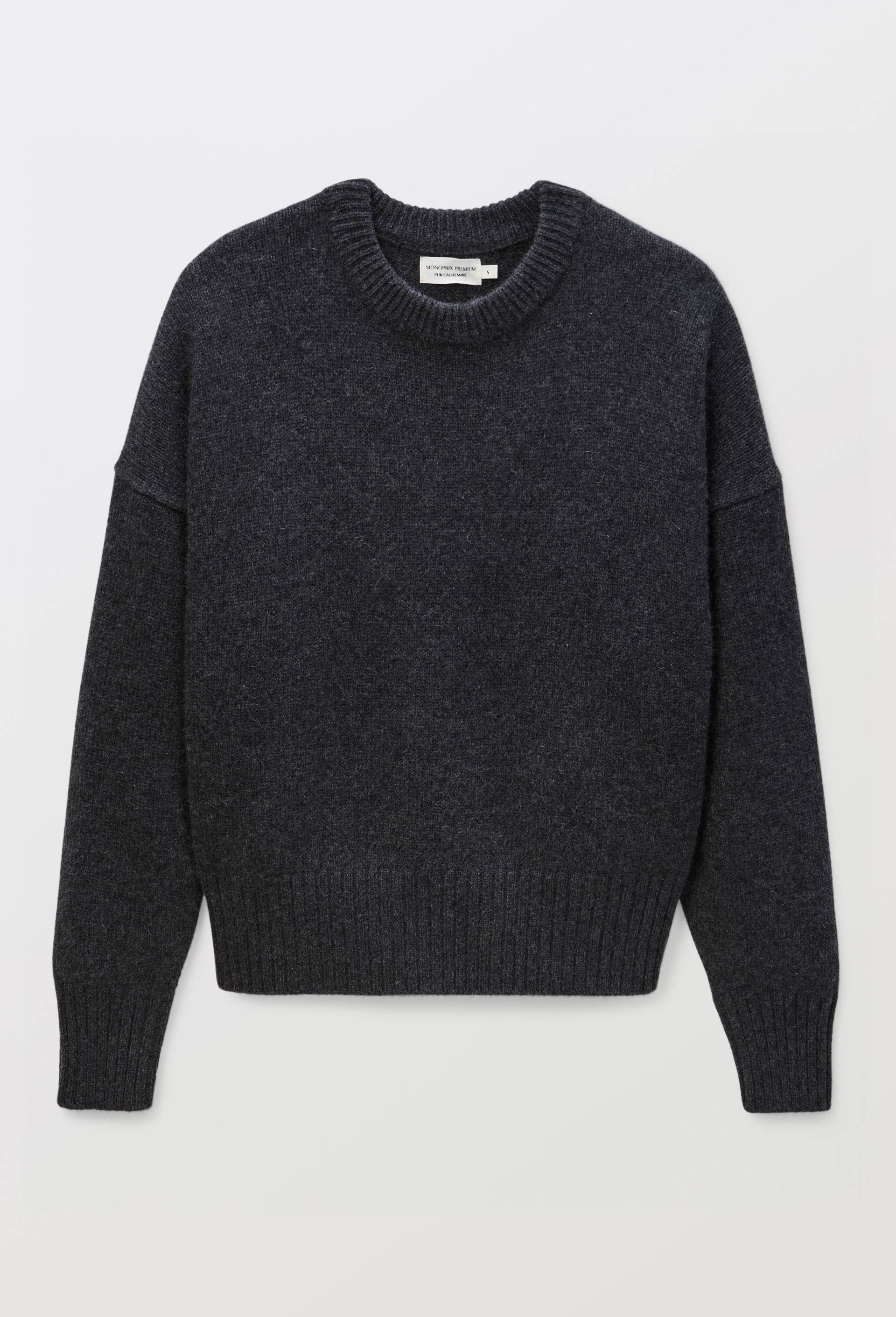 Pull uni col rond ample en 100% cachemire, Gris fonc&eacute;, large image number 2