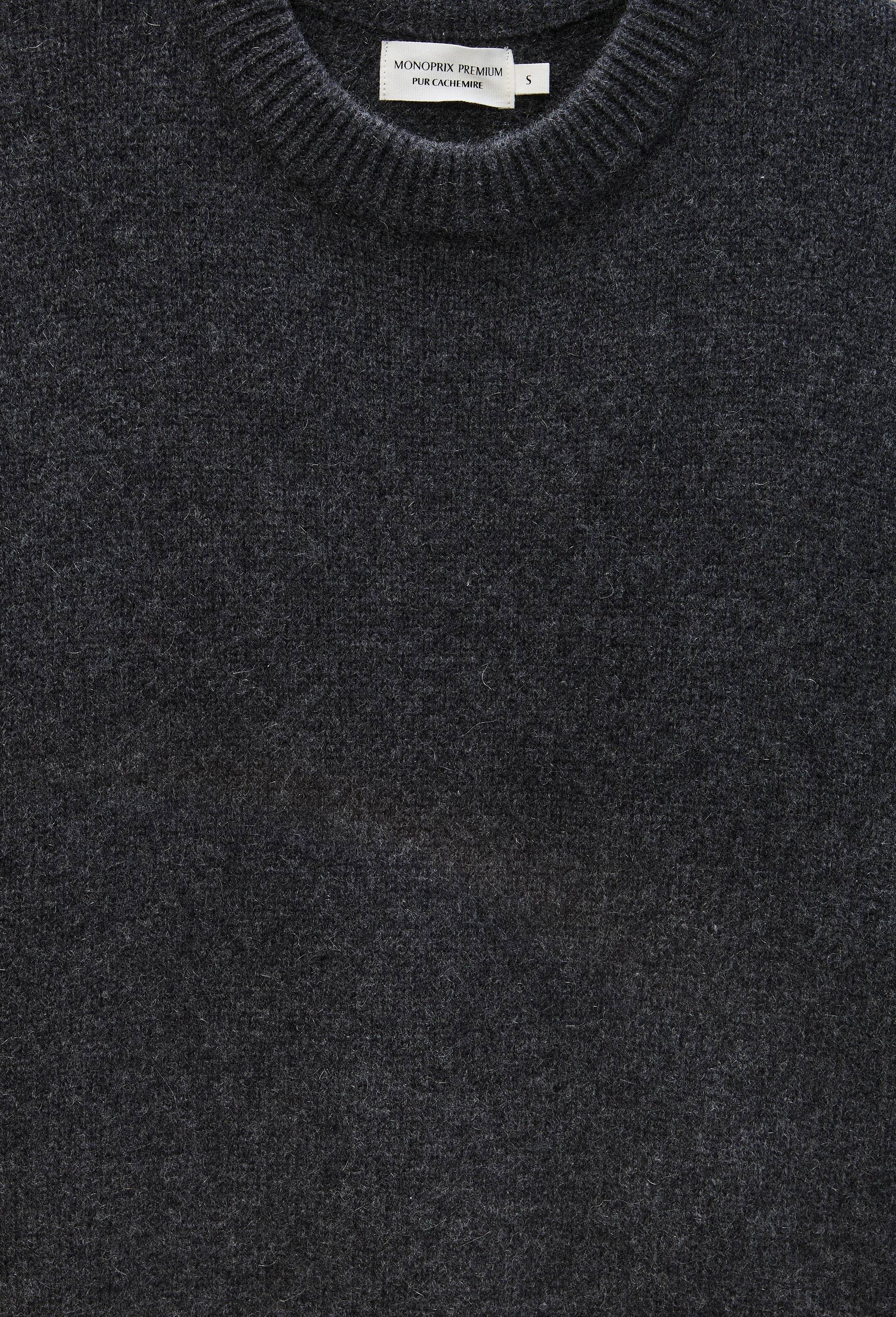 Pull uni col rond ample en 100% cachemire, Gris fonc&eacute;, large image number 4