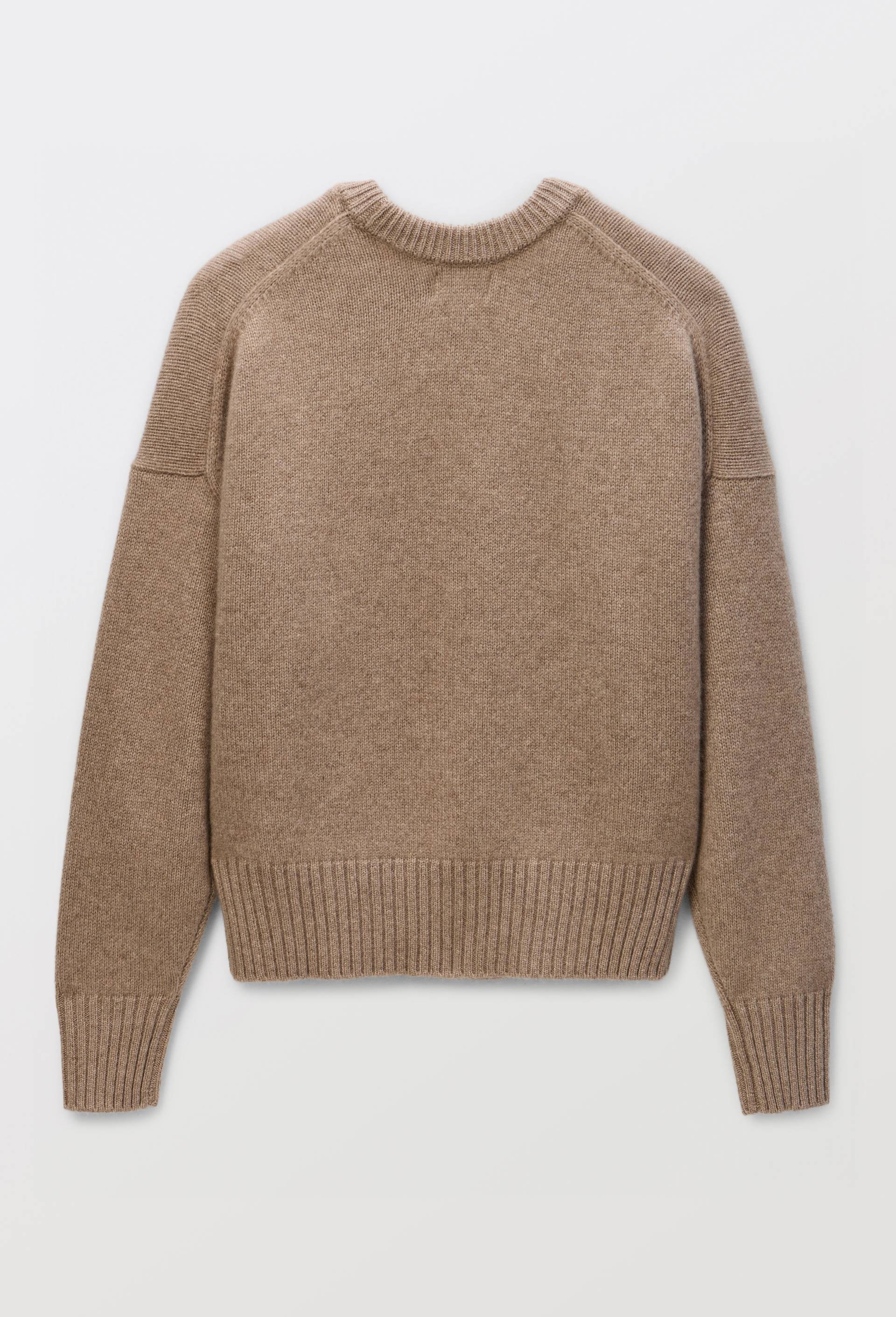Pull uni col rond ample en 100% cachemire, Beige, large image number 3