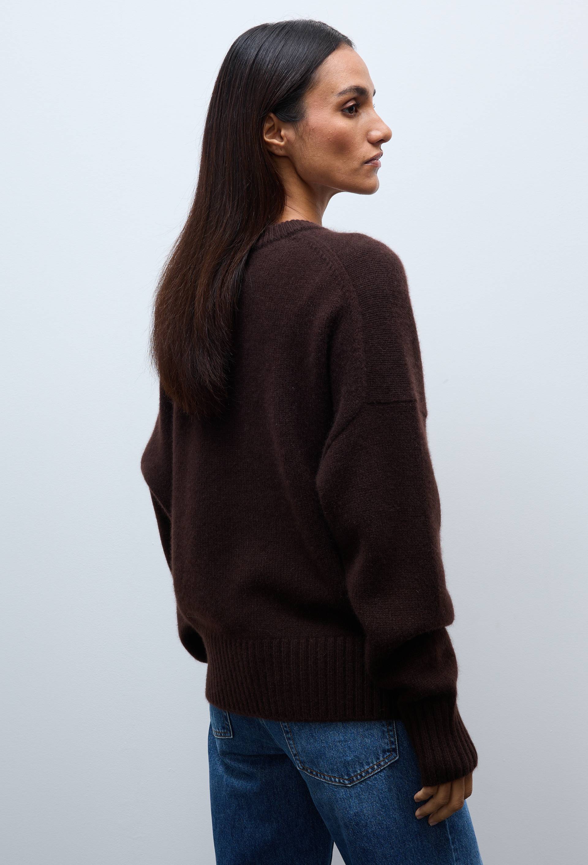 Pull uni col rond ample en 100% cachemire, Brun clair, large image number 1.0