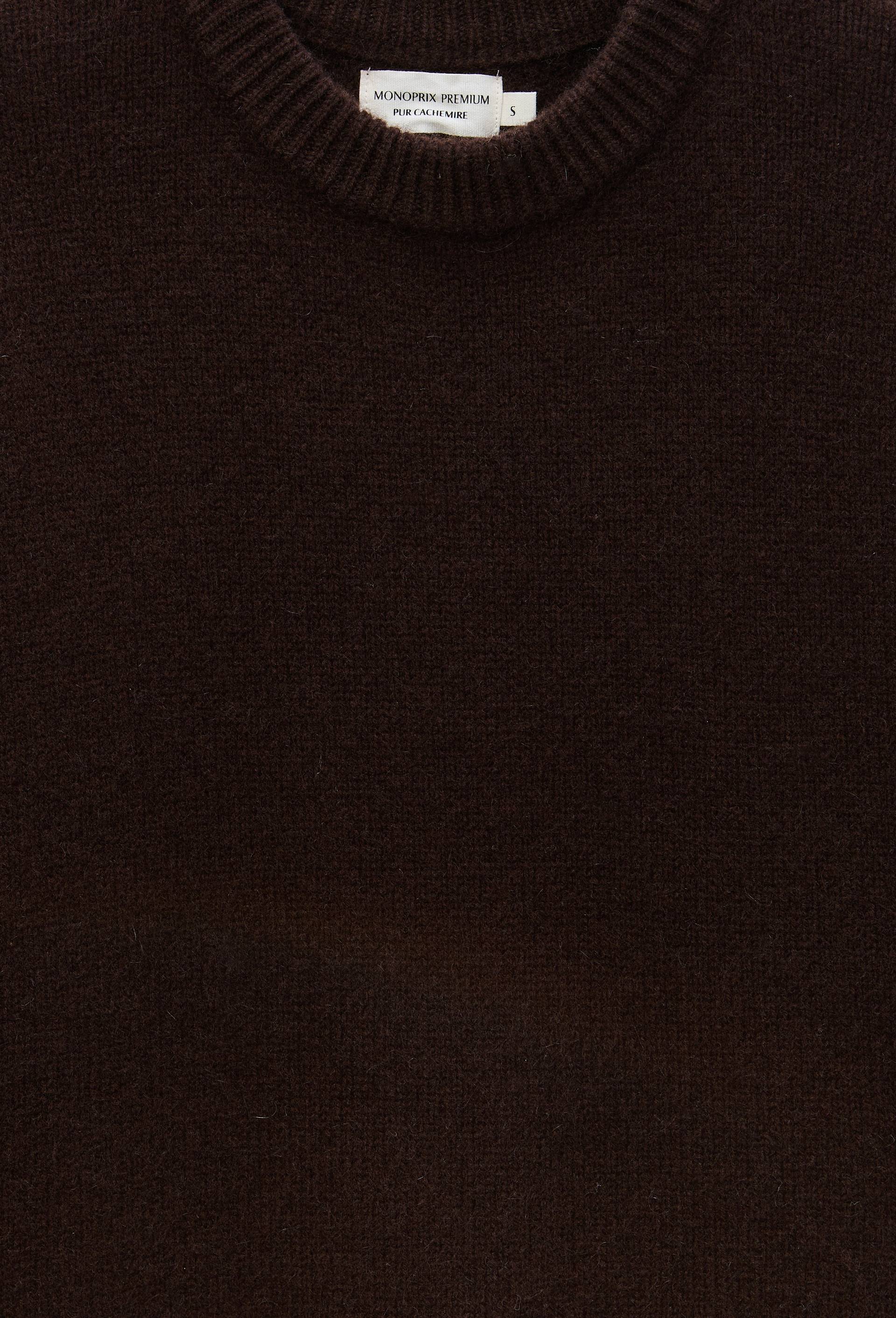 Pull uni col rond ample en 100% cachemire, Brun clair, large image number 4.0