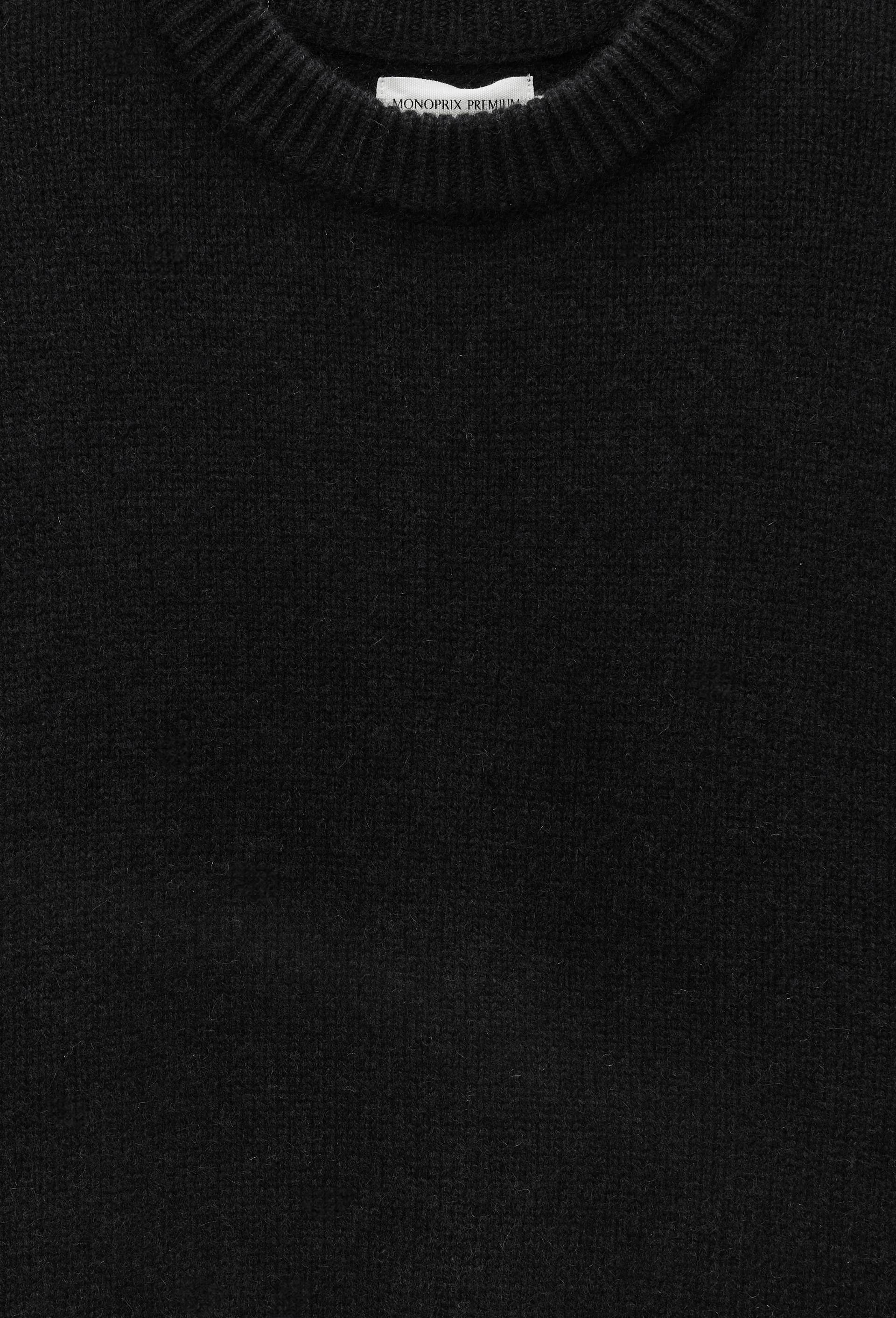 Pull uni col rond ample en 100% cachemire, Noir, large image number 4.0