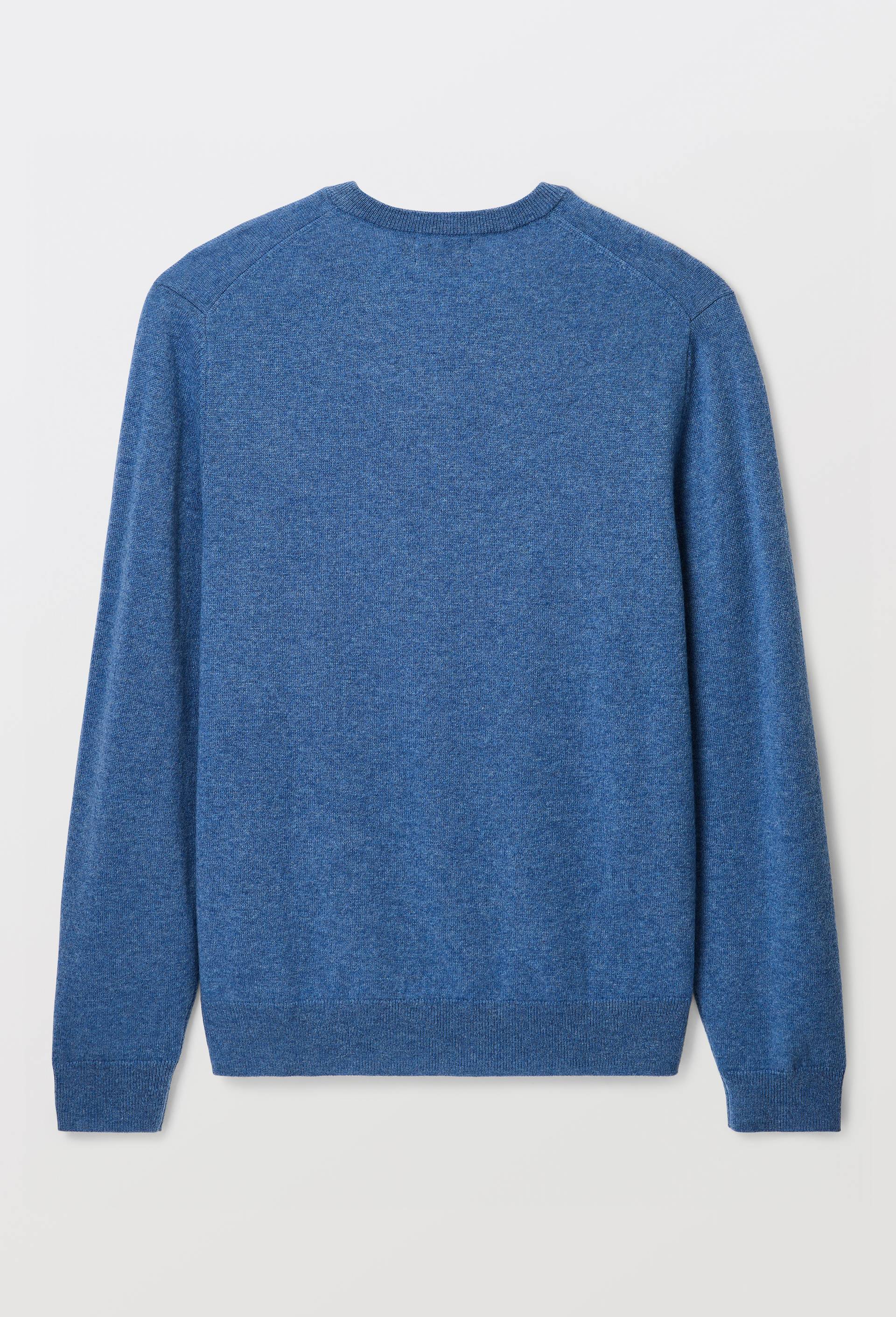 Pull col V en m&eacute;lange laine et cachemire, Bleu, large image number 3.0