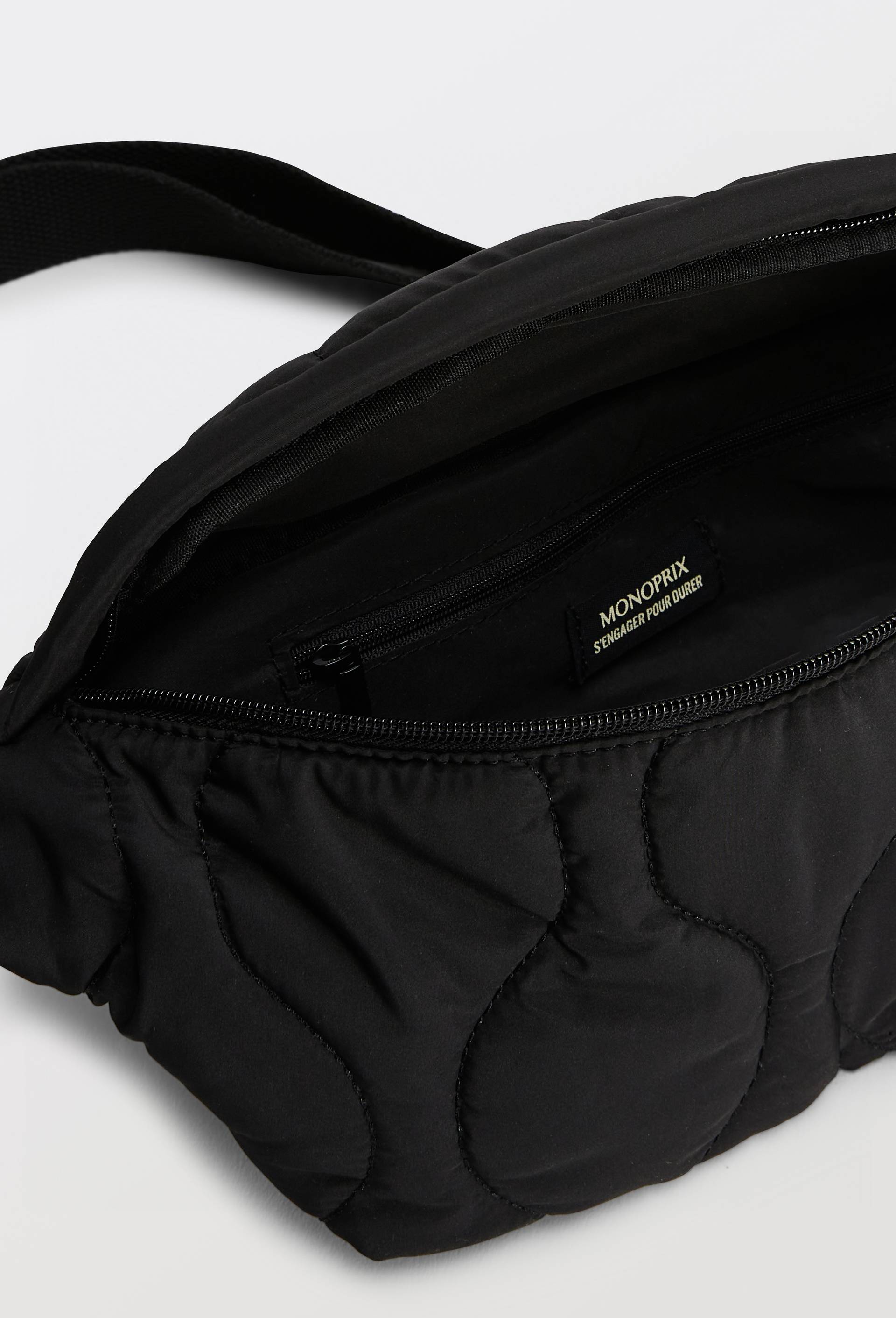 Sac banane matelass&eacute; uni, Noir, large image number 2.0